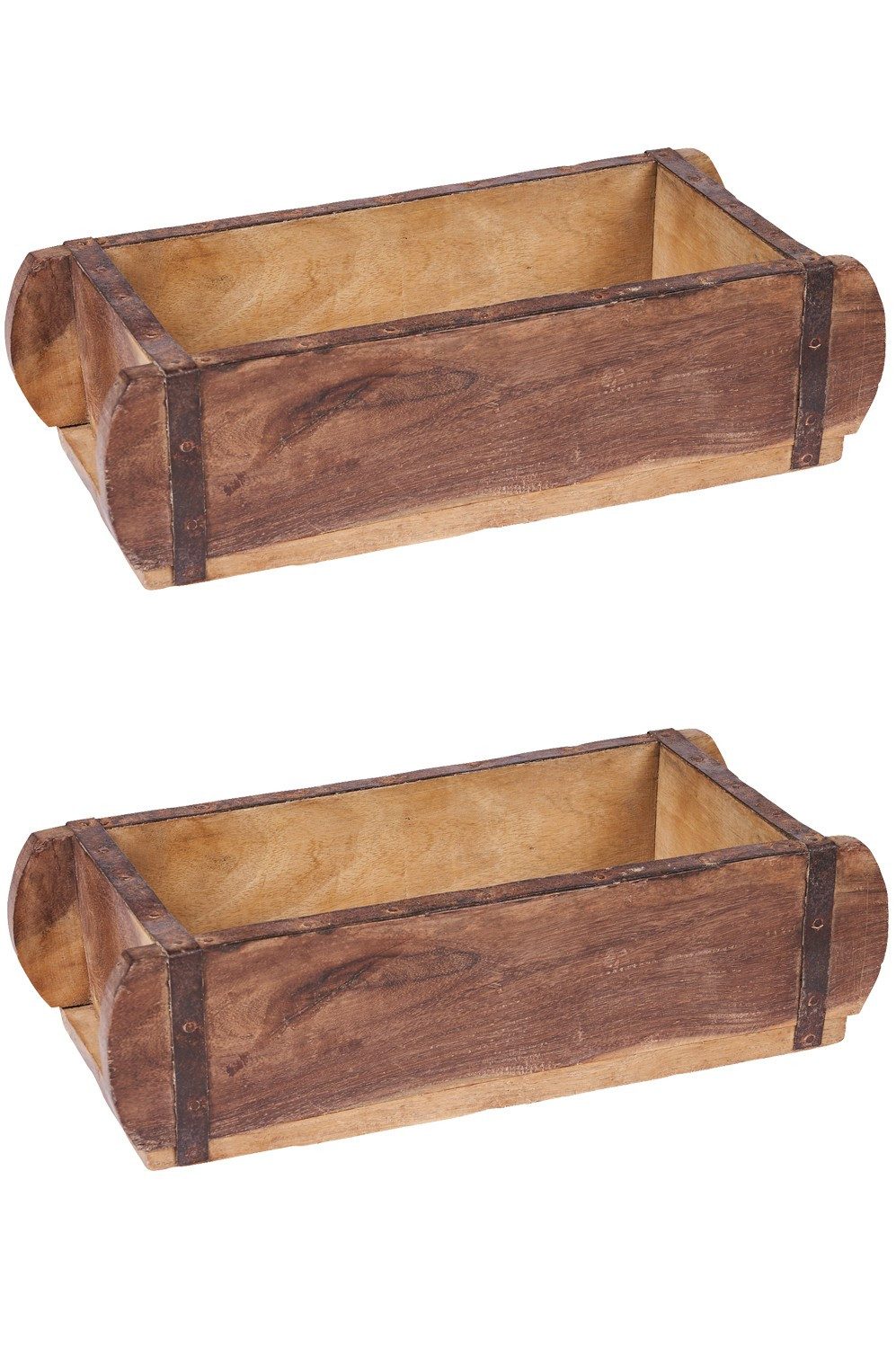 Marrakesch Orient & Mediterran Interior Aufbewahrungsbox Set van 2 vintage houten kistjes en dienbladen van gerecycled hout (Stück, 2 St), Antik