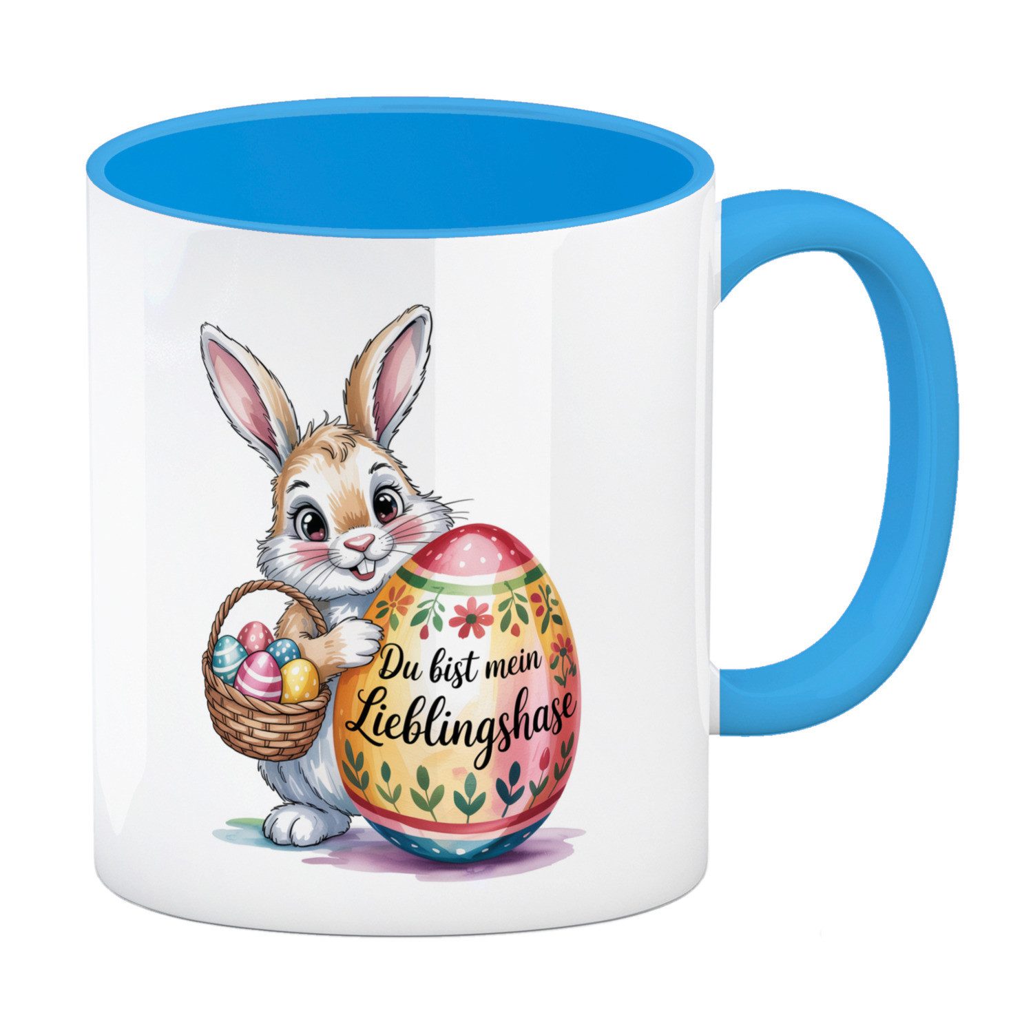 speecheese Tasse Osterhase Du bist mein Lieblingshase Kaffeebecher in hellblau