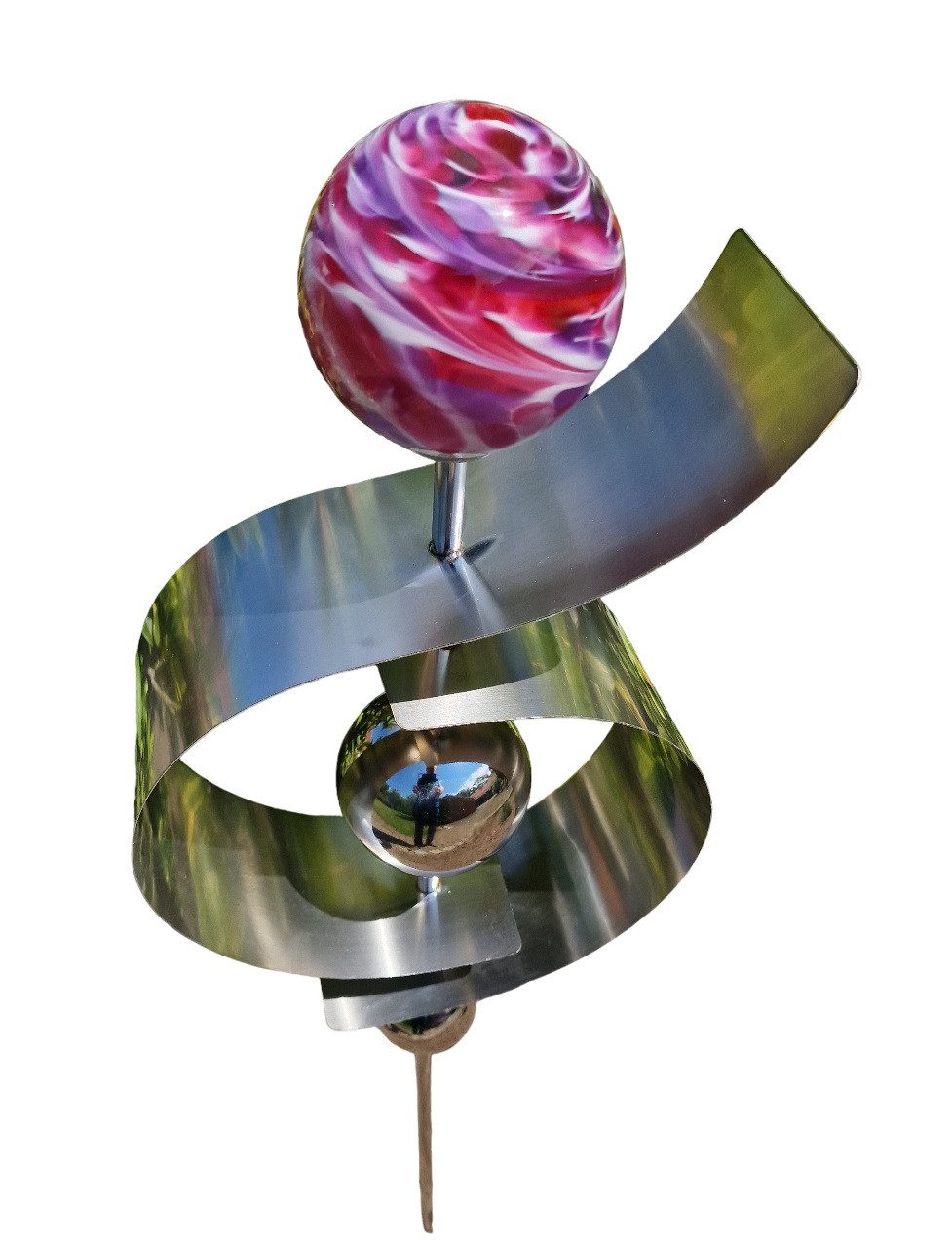 Jürgen Bocker - Gartenambiente Gartenstecker Glaszauber Jupiter aus Edelstahl 100 cm Beetstecker Glaskugel