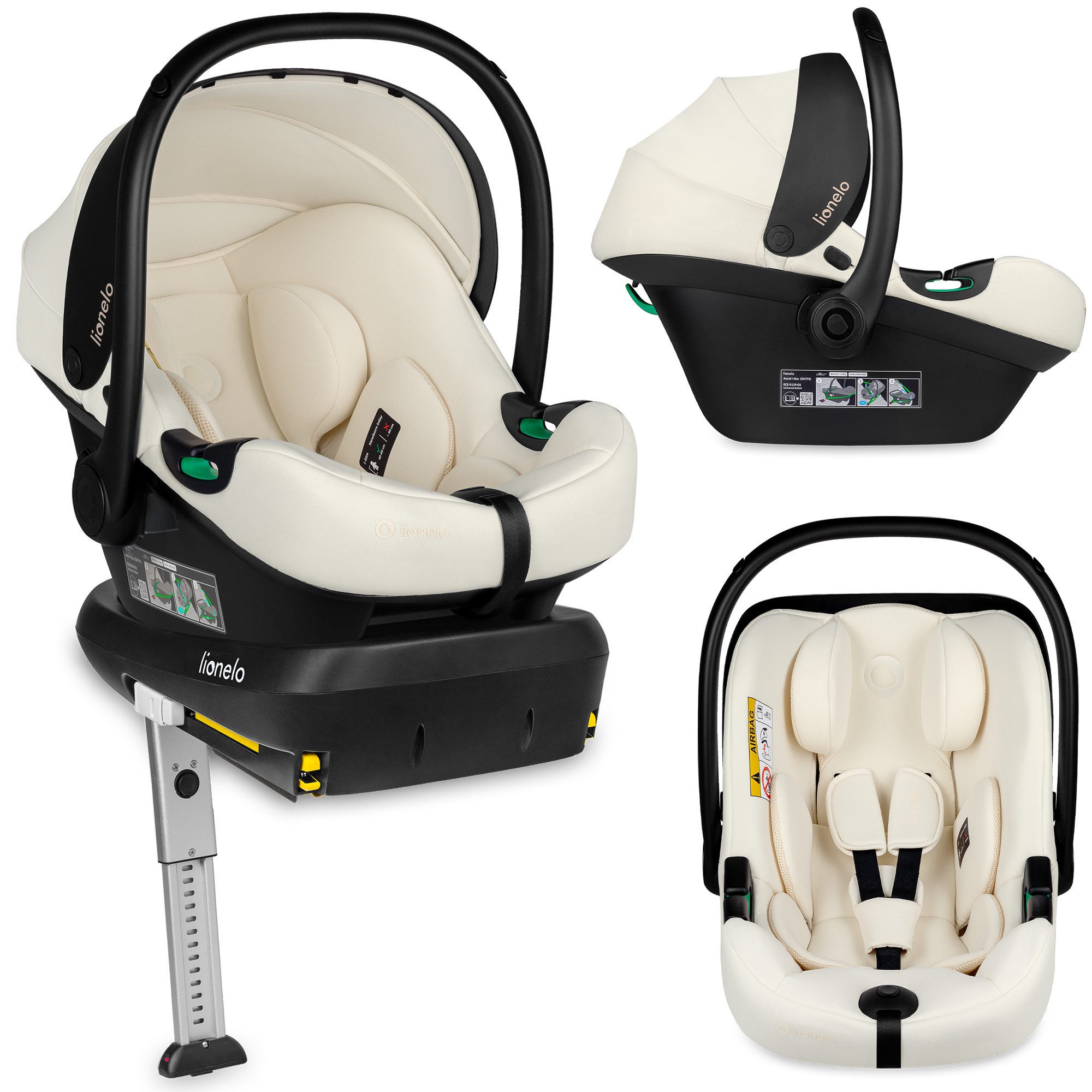 lionelo Babyschale ASTRID I-SIZE, ab: ab Geburt, bis: bis 87 cm, ab: 40,00 cm, bis: 87,00 cm, (Set), Sehr stabiler Träger, Höhenverstellung, Modernes Design