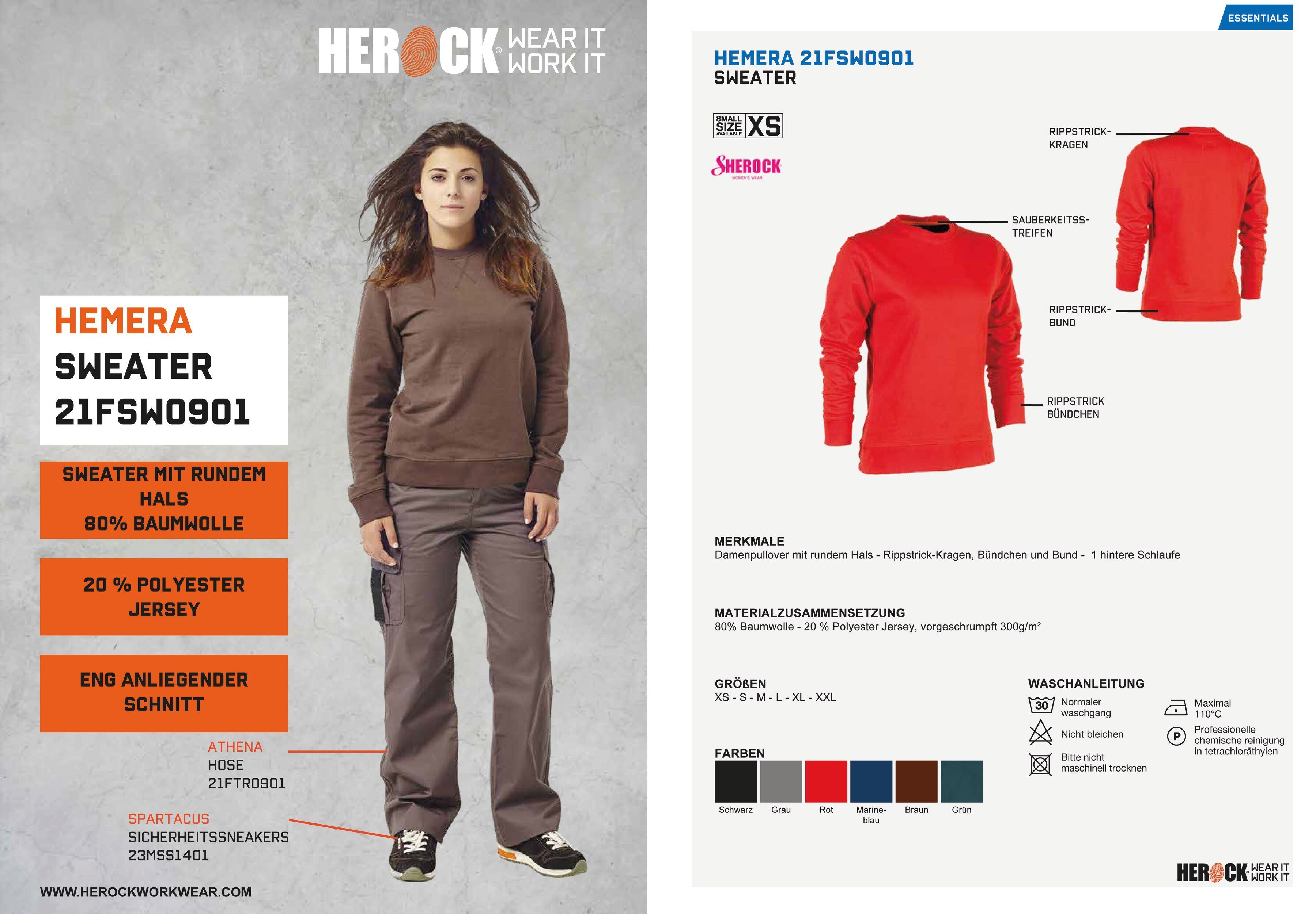 Herock Rippstrick-Kragen, Für weich, rundem Bund Sweater Damen, und Hals, Bündchen rot Hemera