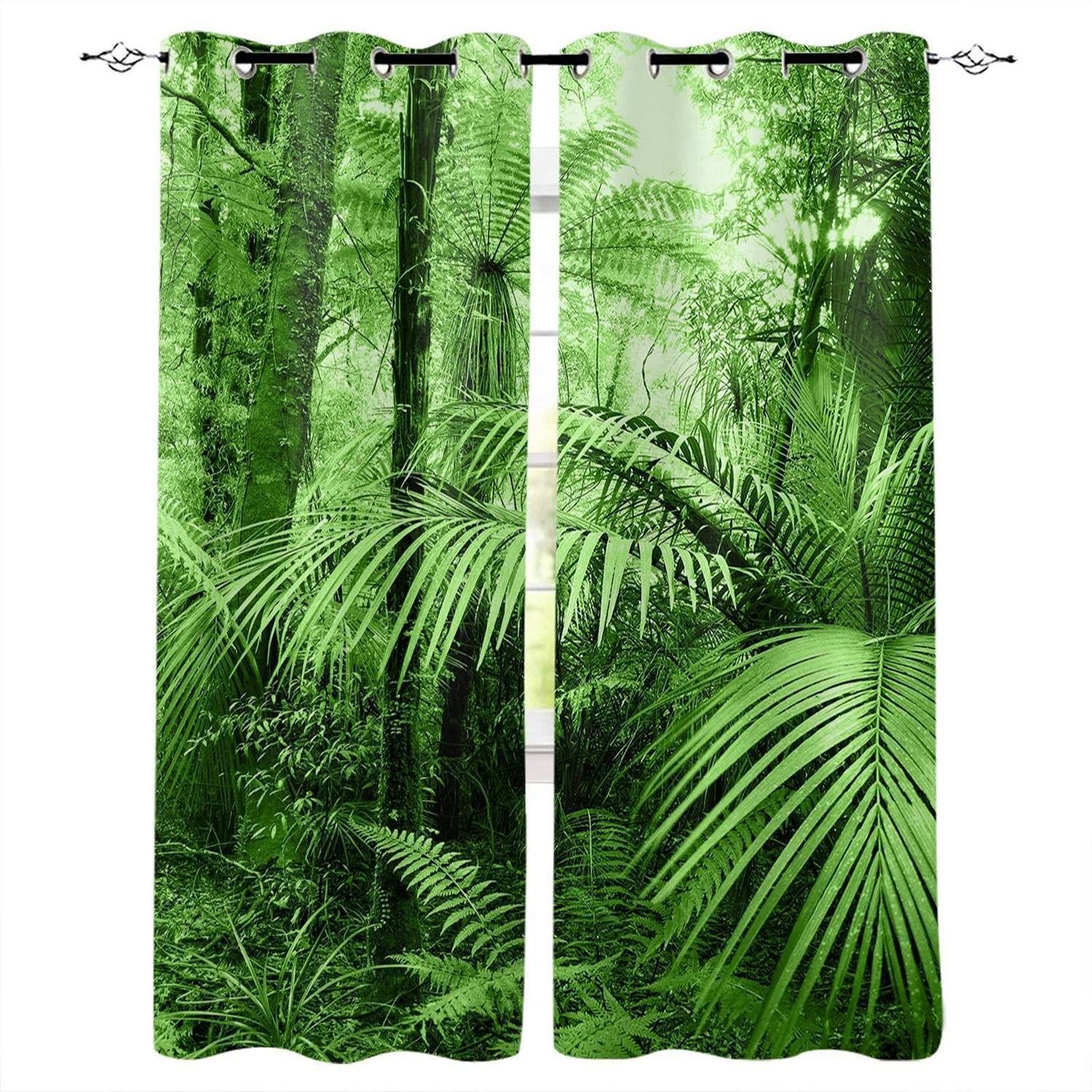 LuxusKollektion Verdunkelungsvorhang Blickdichter Vorhang Grün Dschungel 140x160 (2 St)