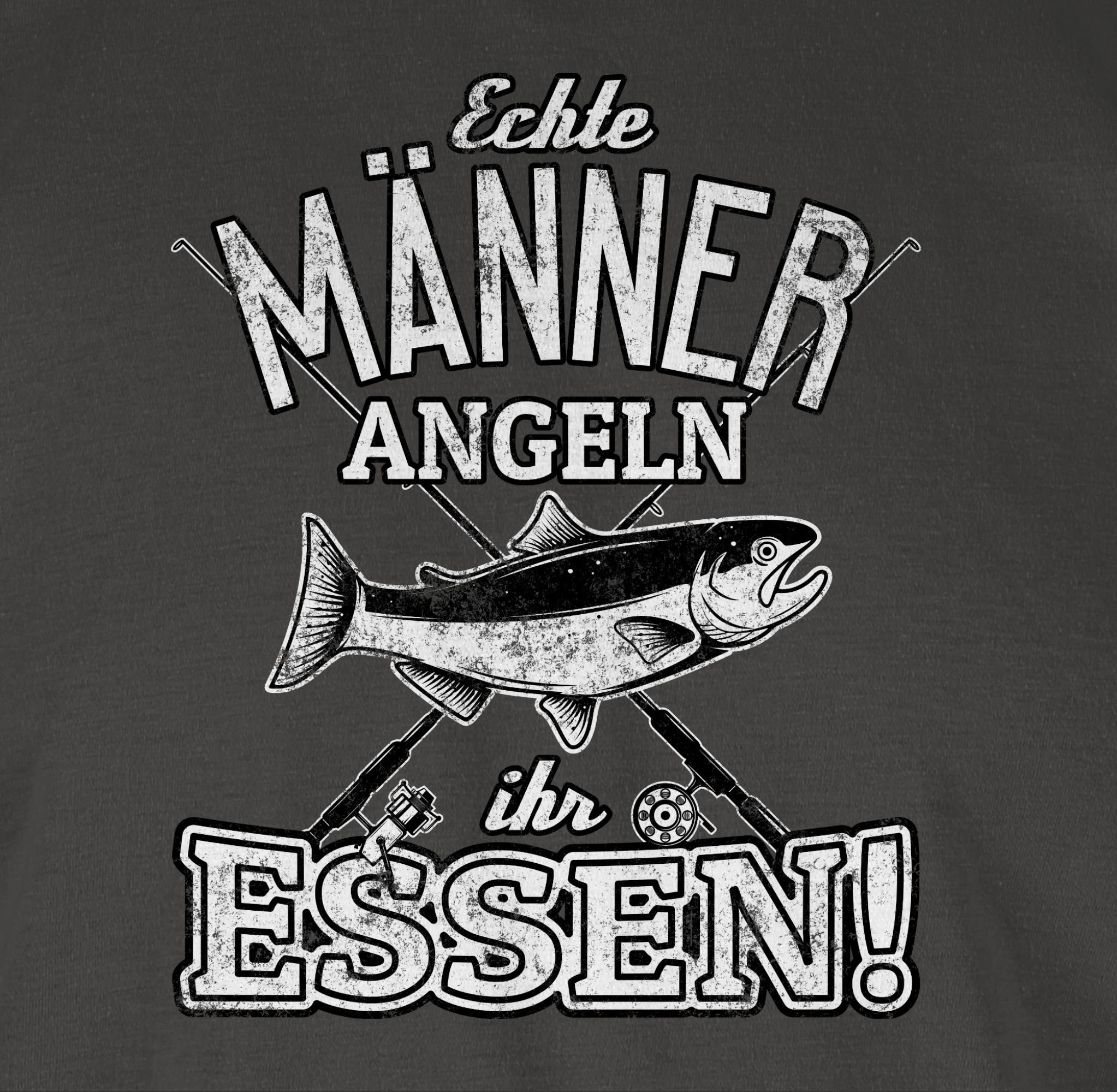 Shirtracer T-Shirt Echte Geschenke Angler angeln Dunkelgrau Essen 03 Männer ihr