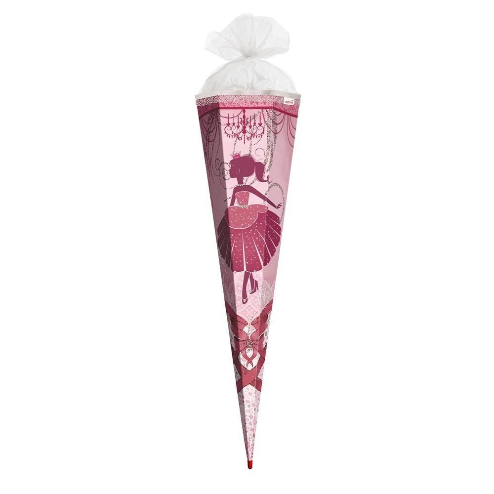 Roth Schultüte Ballerina, 85 cm mit Glitter, eckig, Tüllverschluss, Roth-Spitze, Rüschenborte