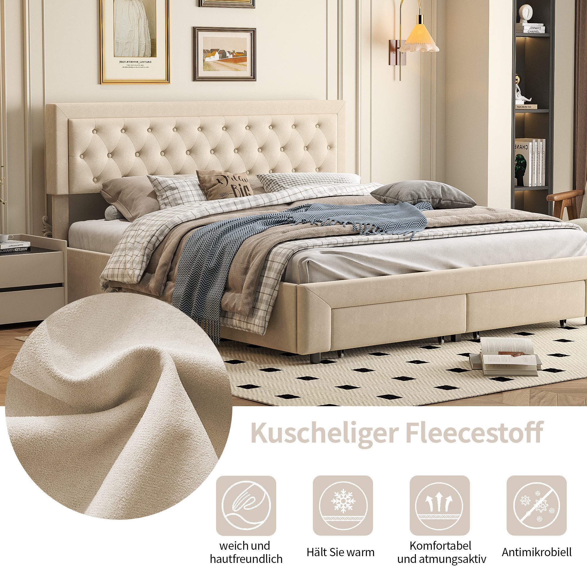 FUROKOY Polsterbett Boxspringbett Hydraulisches Doppelbett (Set, günstig online kaufen