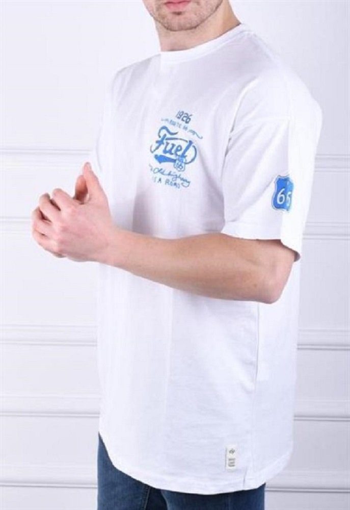 Megaman Jeans T-Shirt Herren T-Shirt Designer Weiß Oversize Sommer Long TS-5006 Basic