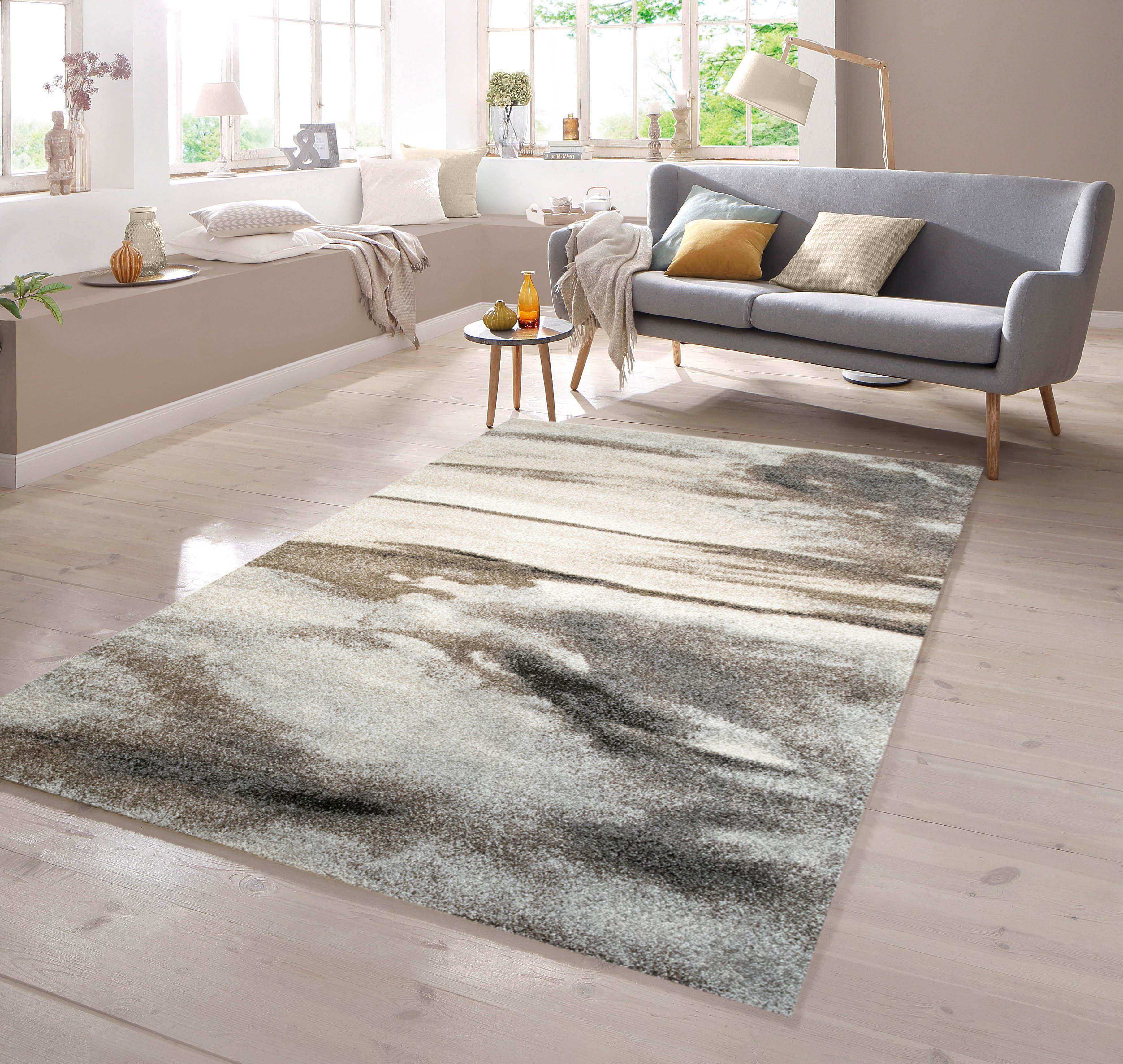 TeppichHome24, mit Grau, Taupe Braun Designer Barock Meliert in Design Teppich rechteckig Teppich