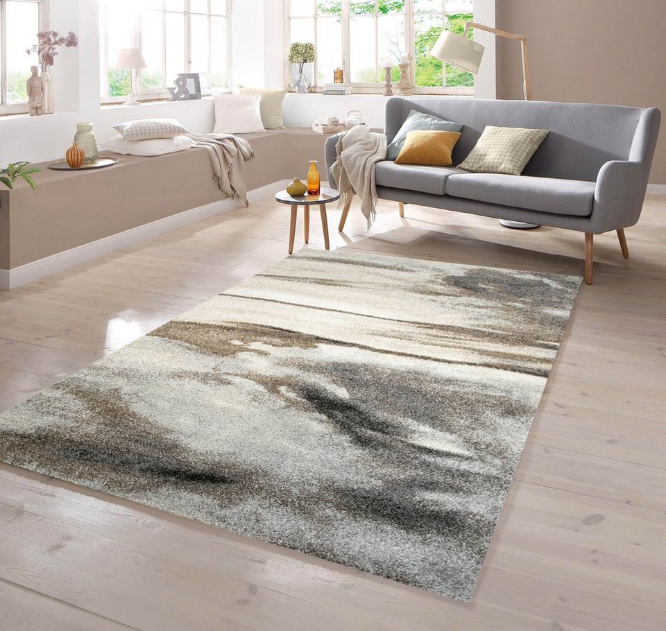 Teppich Designer Teppich mit Barock Design Meliert in Braun Taupe Grau,  TeppichHome24, rechteckig