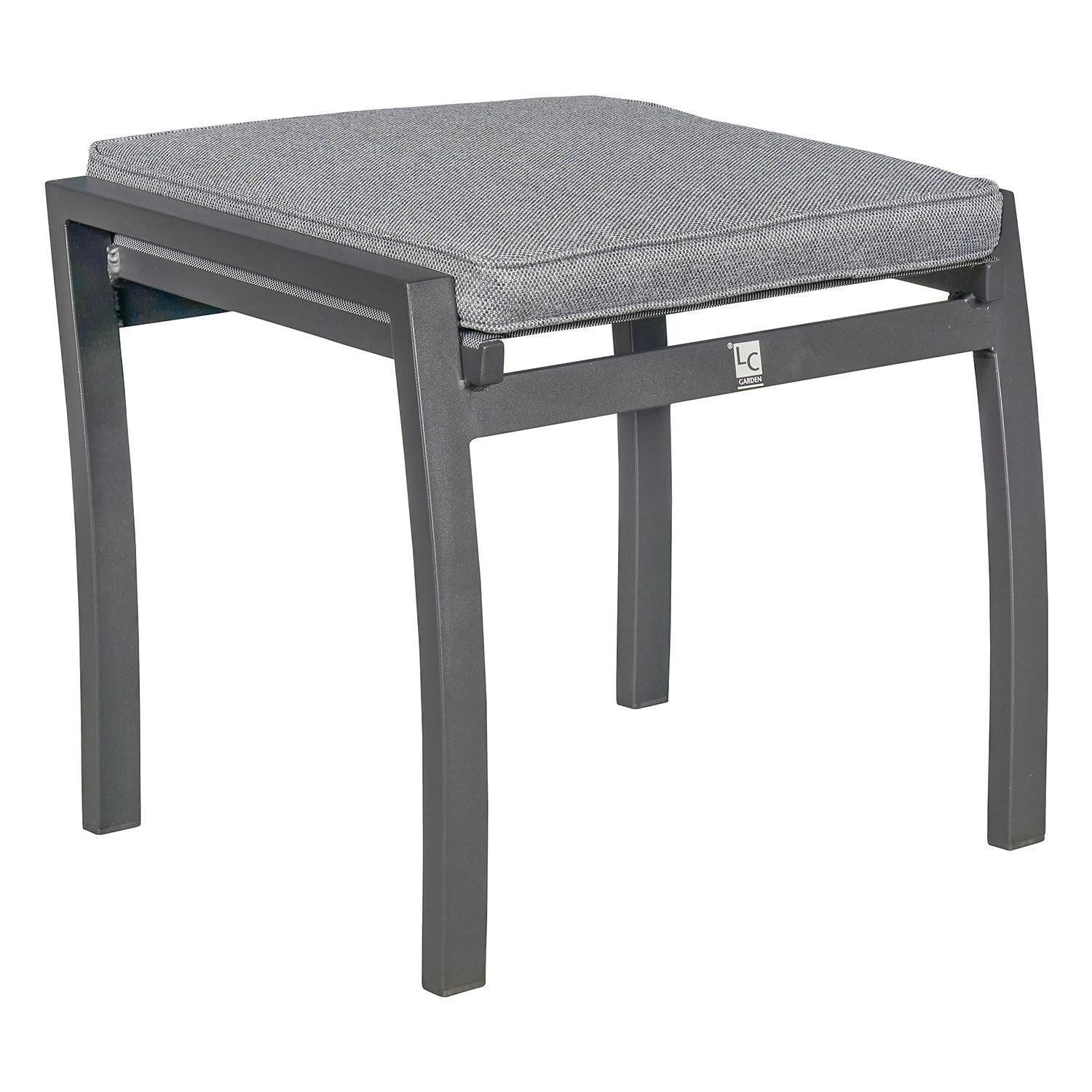 Outdoor Gartenlounge-Hocker SONDRINO, Anthrazit, Hellgrau, Aluminium, Textilenbezug, B 60 x H 45 x T 47 cm