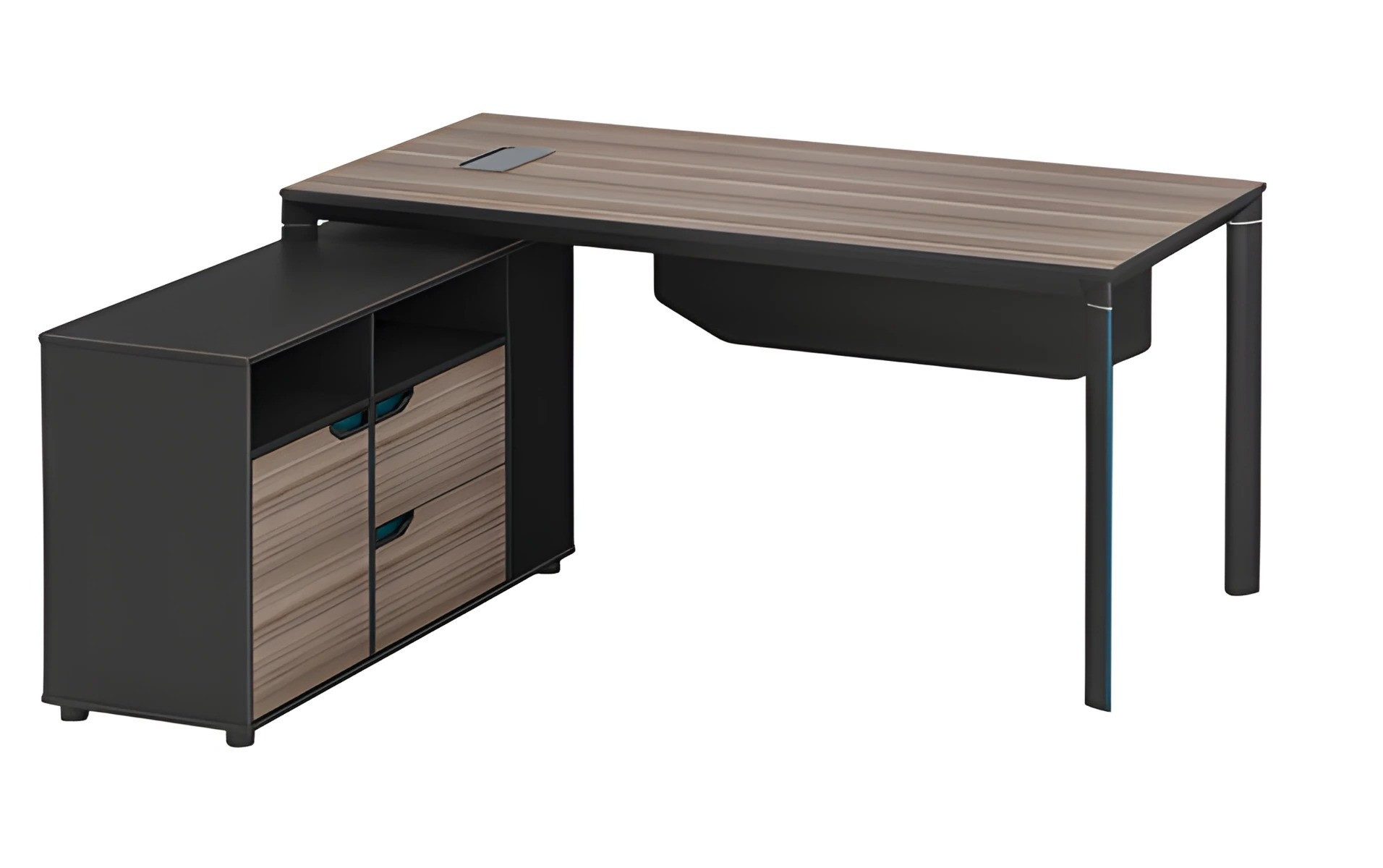 Xlmoebel Schreibtisch Winkelschreibtisch Holzoptik Braun Schwarz mit Stauraum, Made in Europa