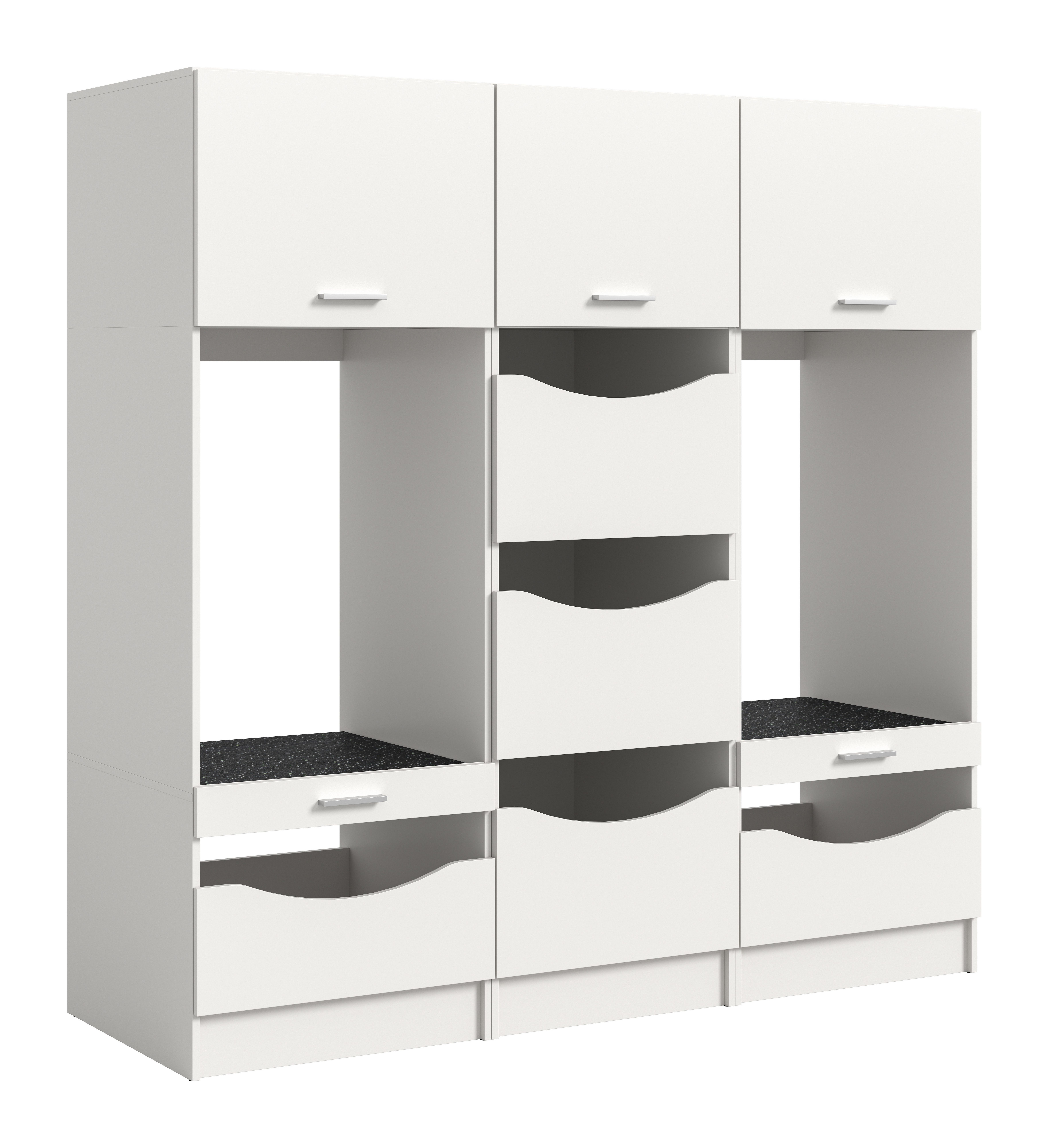welltime Mehrzweckschrank-Set FALAS, 3-teilig, Hauswirtschaftsraum Set, Breite 192 cm, (Set, 3-St., bestehend aus: 2x Waschmaschinenumbauschrank und 1x Wäscheschrank), Kombination, Waschmaschinenumbau, Waschmaschinenschrank, Wäschekammer