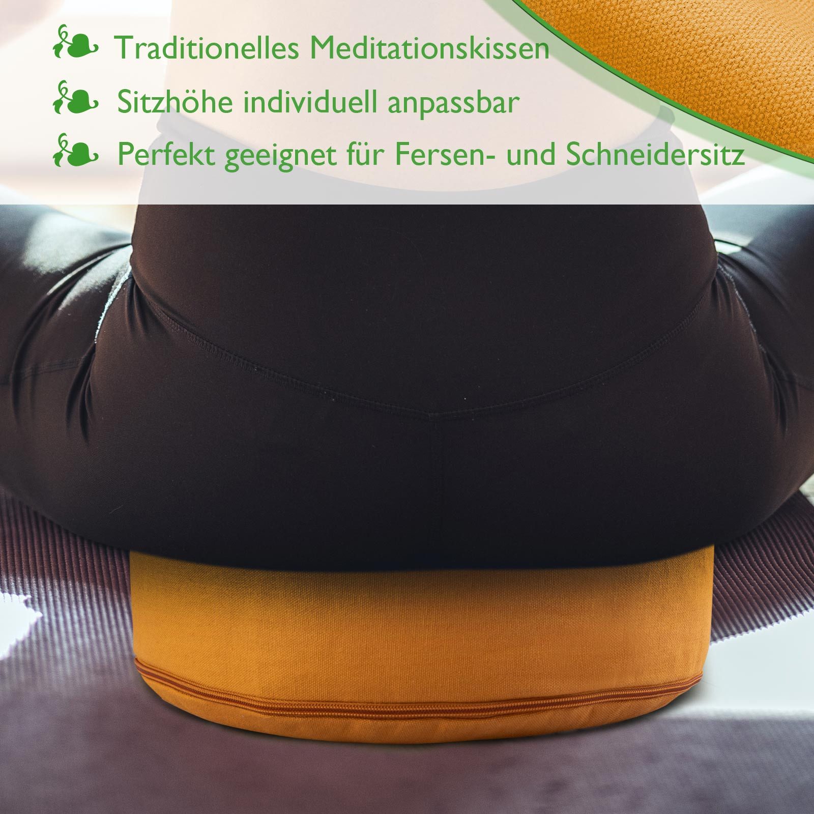 Amagohome Yogakissen Yogakissen Bodenkissen rund H 14xø31 cm mit Buchweizenschalen Meditati