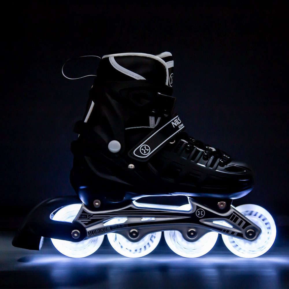 NILS EXTREME Inlineskates Kinderinliner Rollschuhe Schlittschuhe, (Spar-Set, 2-St., 39-42), 4-in-1, LED-Rollen, größenverstellbar, ABEC 7