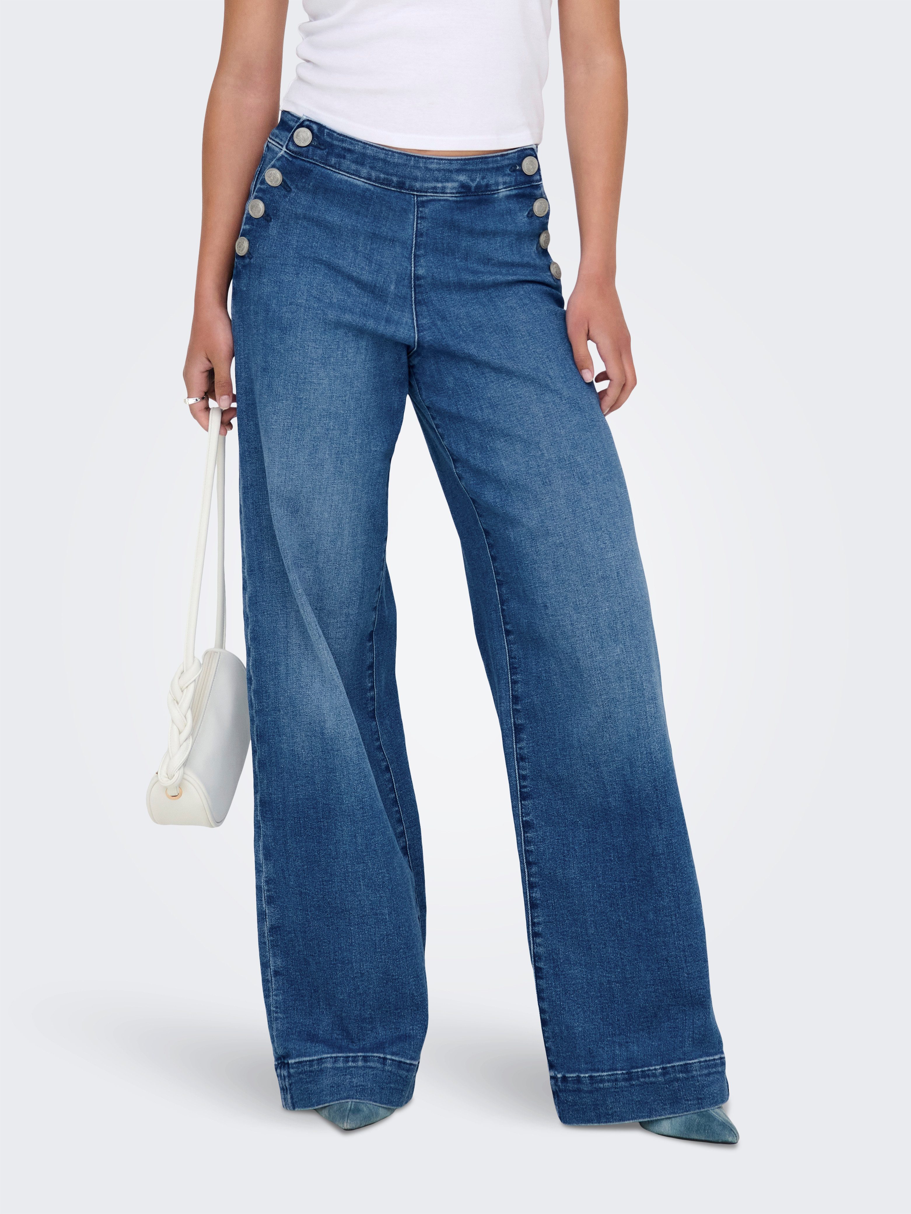 ONLY High-waist-Jeans ONLMADISON HW BUTTON WIDE DNM GEN769NOOS