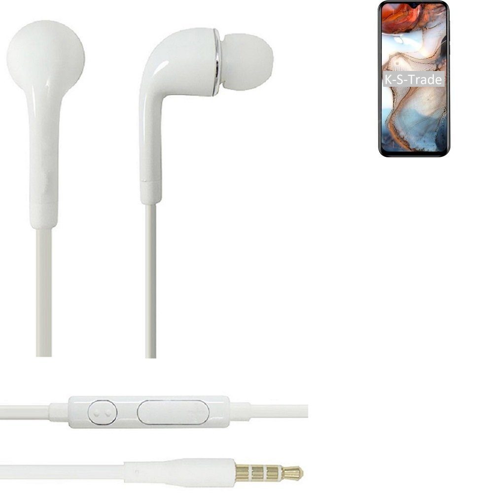 K-S-Trade für Blackview A60 Plus In-Ear-Kopfhörer (Kopfhörer Headset mit Mikrofon u Lautstärkeregler weiß 3,5mm)