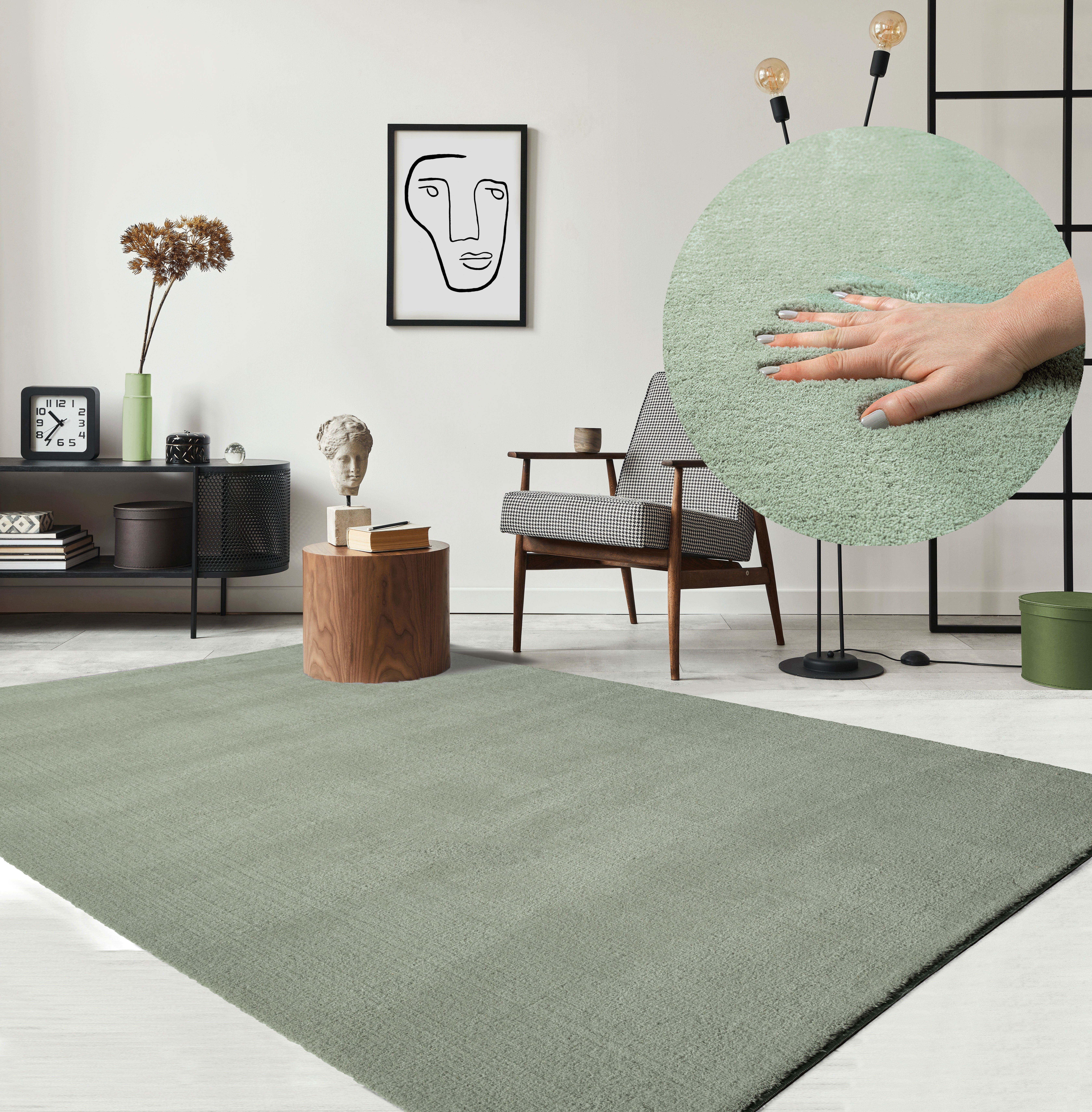 Teppich »Relax, Wohnzimmer Teppich, Anti-Rutsch Unterseite, Waschbar,  Kurzflor«, the carpet, Rechteck