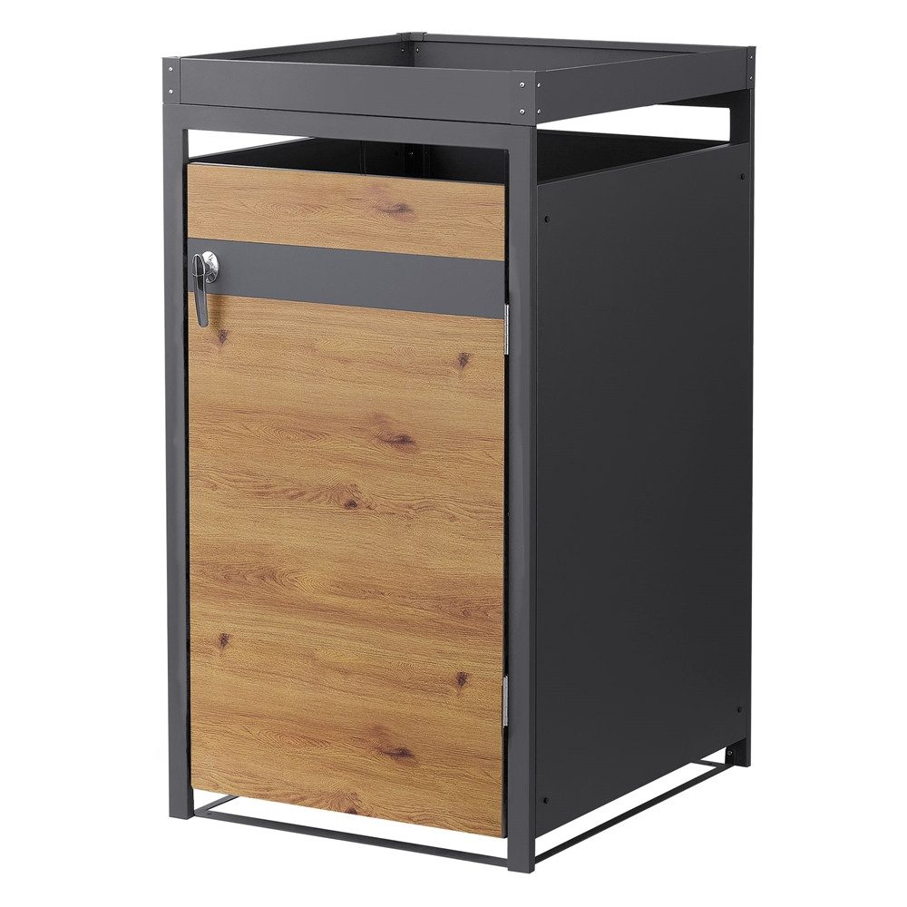 ML-DESIGN Mülltonnenbox Müllbox aus Stahl wetterfeste Mülltonnen Verkleidung Mülltonnengarage, Mülltonnencontainer mit Klappdeckel/Tür für 1 Tonne 120 oder 240 Liter
