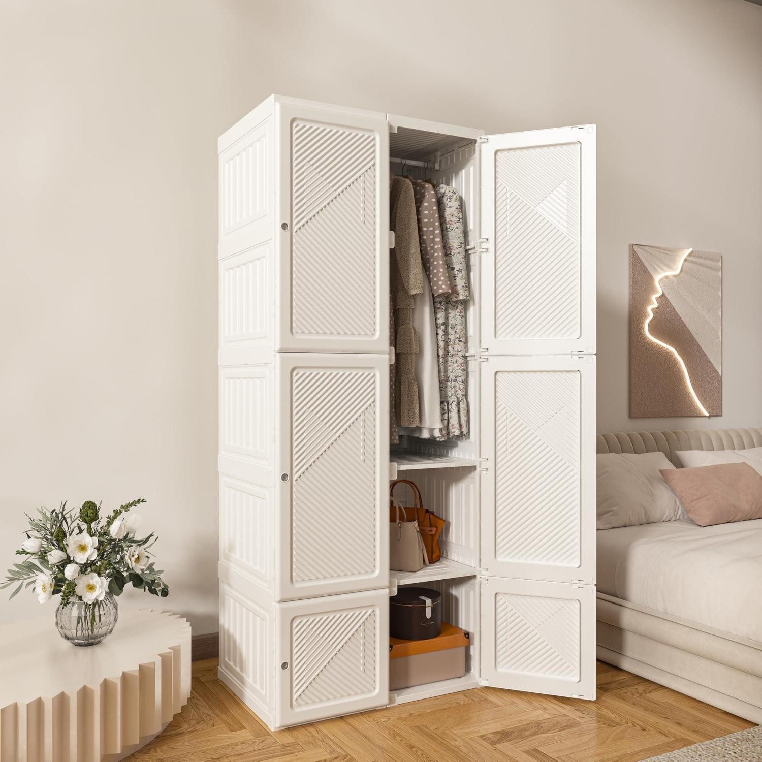 LuxusKollektion Kleiderschrank Faltkleiderschrank 104x136x50cm transparent