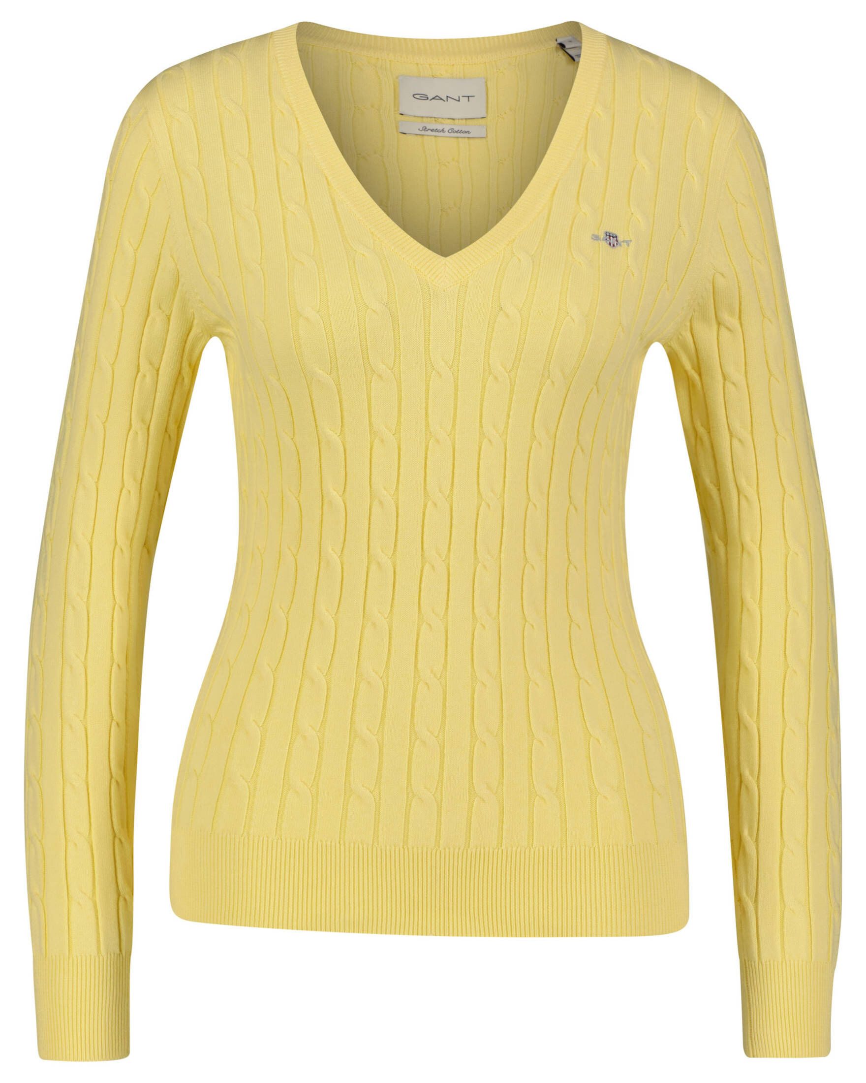 Strickpullover Damen Strickpullover STRETCH COTTON CABLE V-NECK