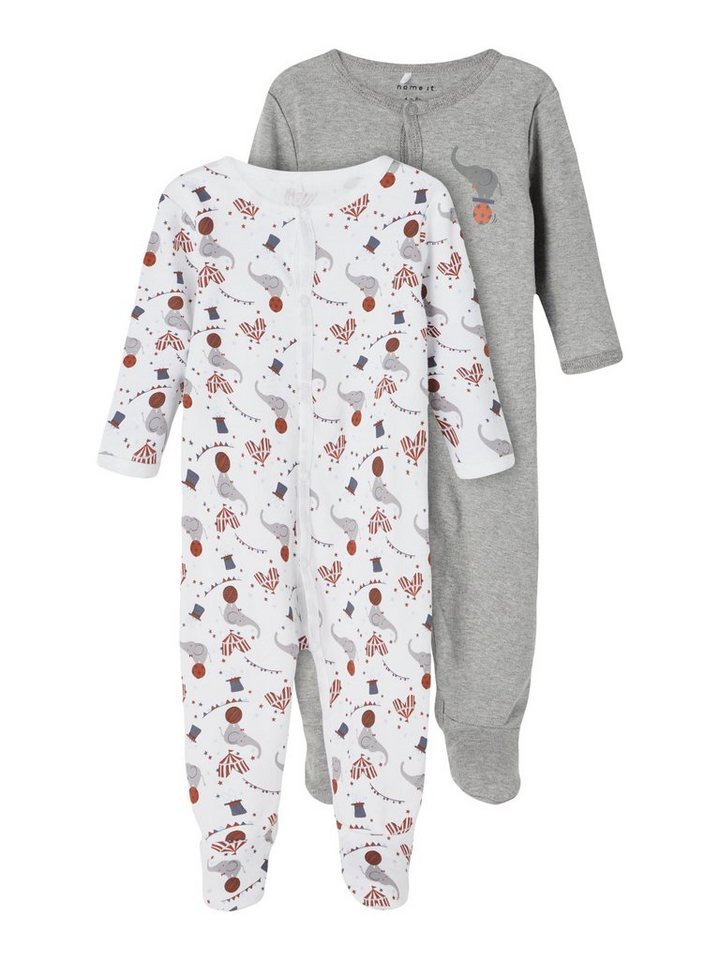 Name It Schlafoverall NBNNIGHTSUIT 2P W/F GREY MEL CIRCUS
