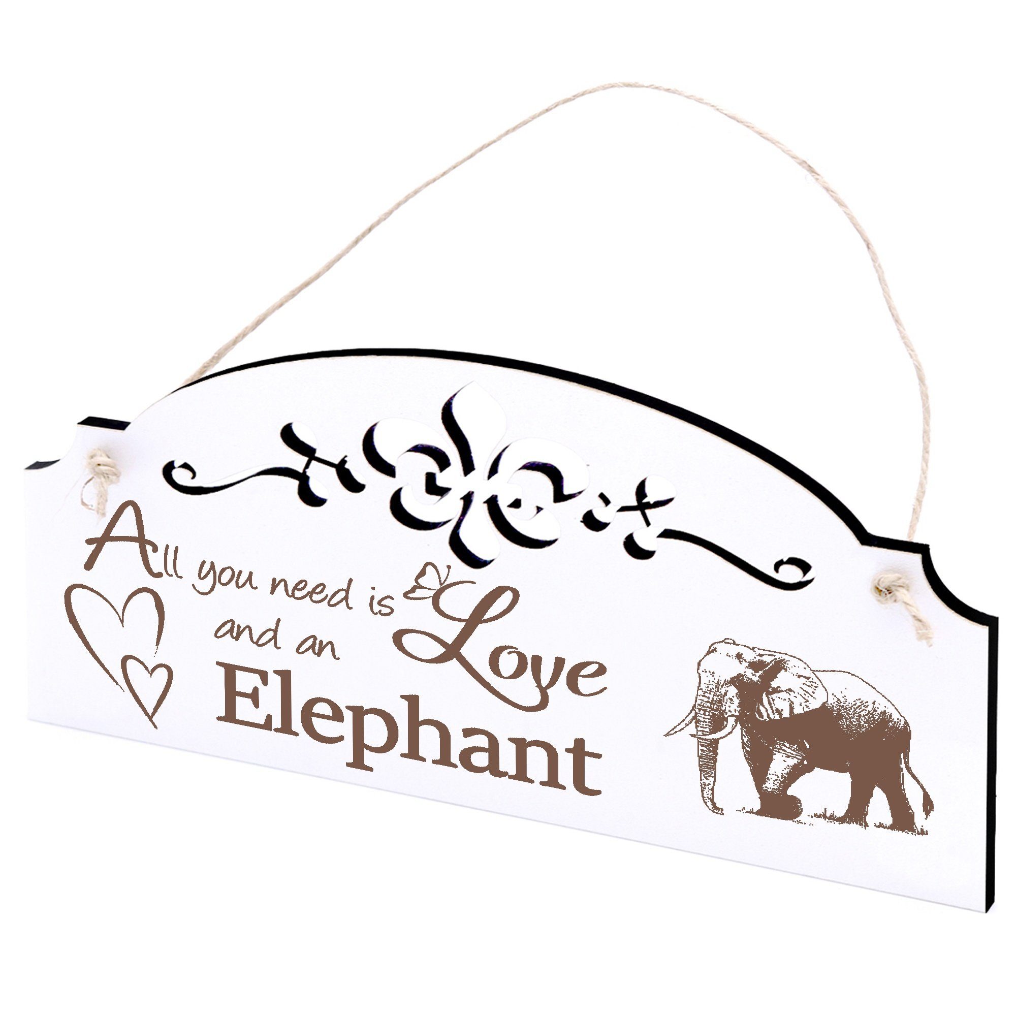 Dekolando Hängedekoration Elefant Deko 20x10cm All you need is Love