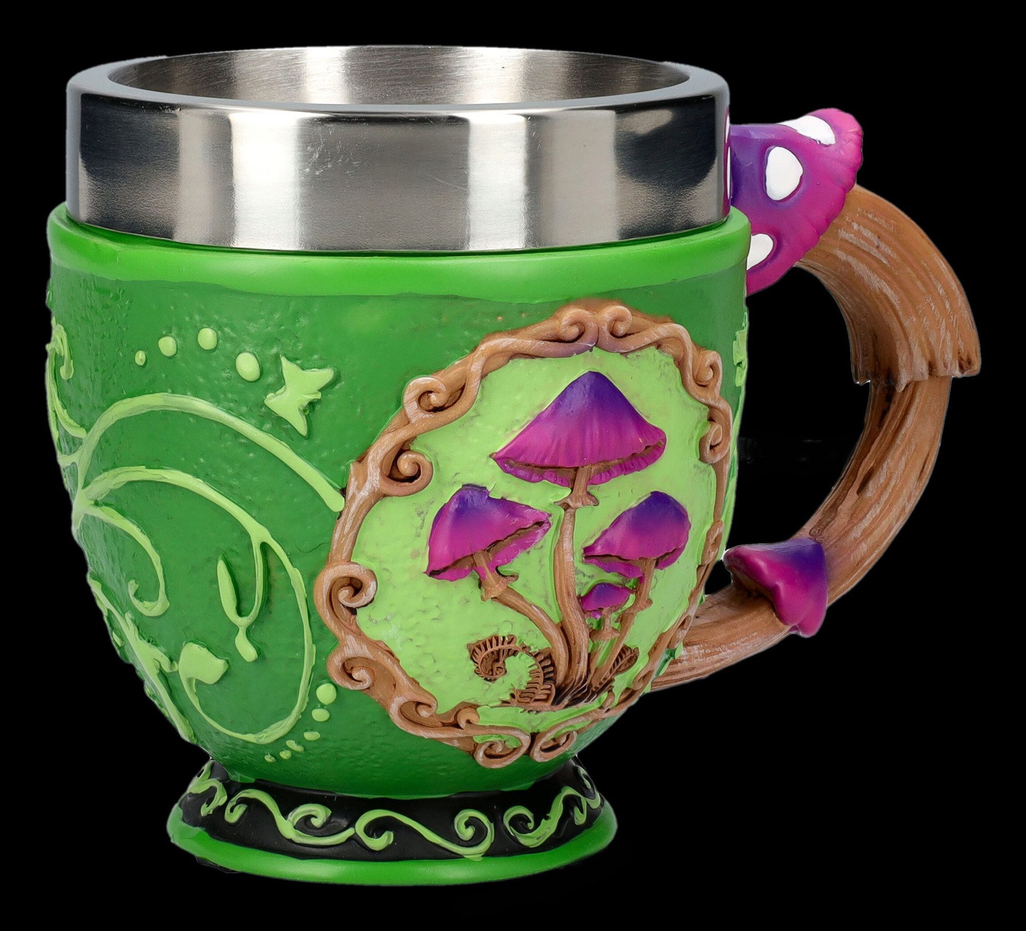 Figuren Shop GmbH Tasse Teetasse Pilze - Magic Mushrooms - Kaffeetasse Tasse Dekoration Pilze, Kunststein (Polyresin), Edelstahl