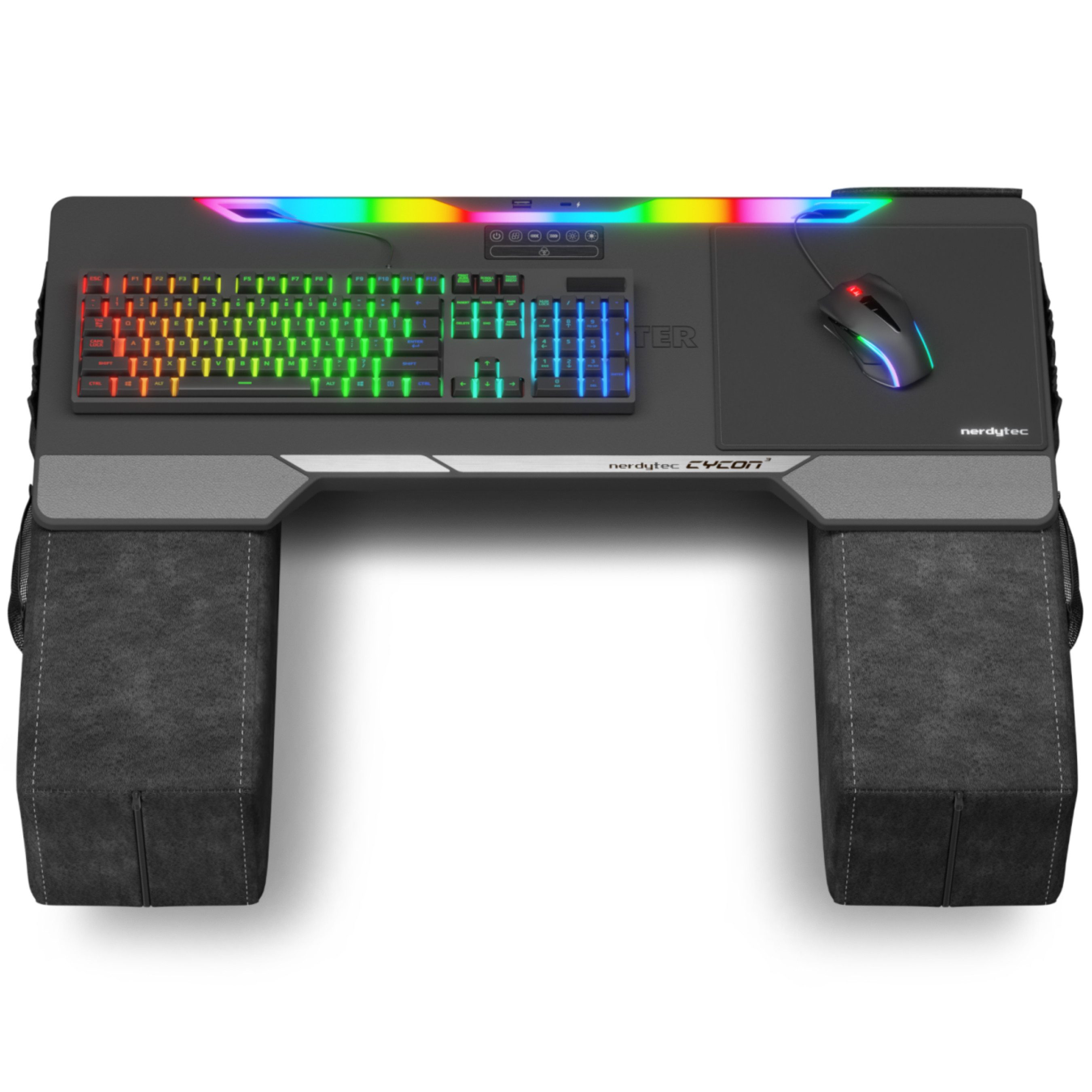COUCHMASTER CYCON³ Black - Ergonomisches Gaming Lapdesk für Couch & Bett, HORIZONLIGHT Bar