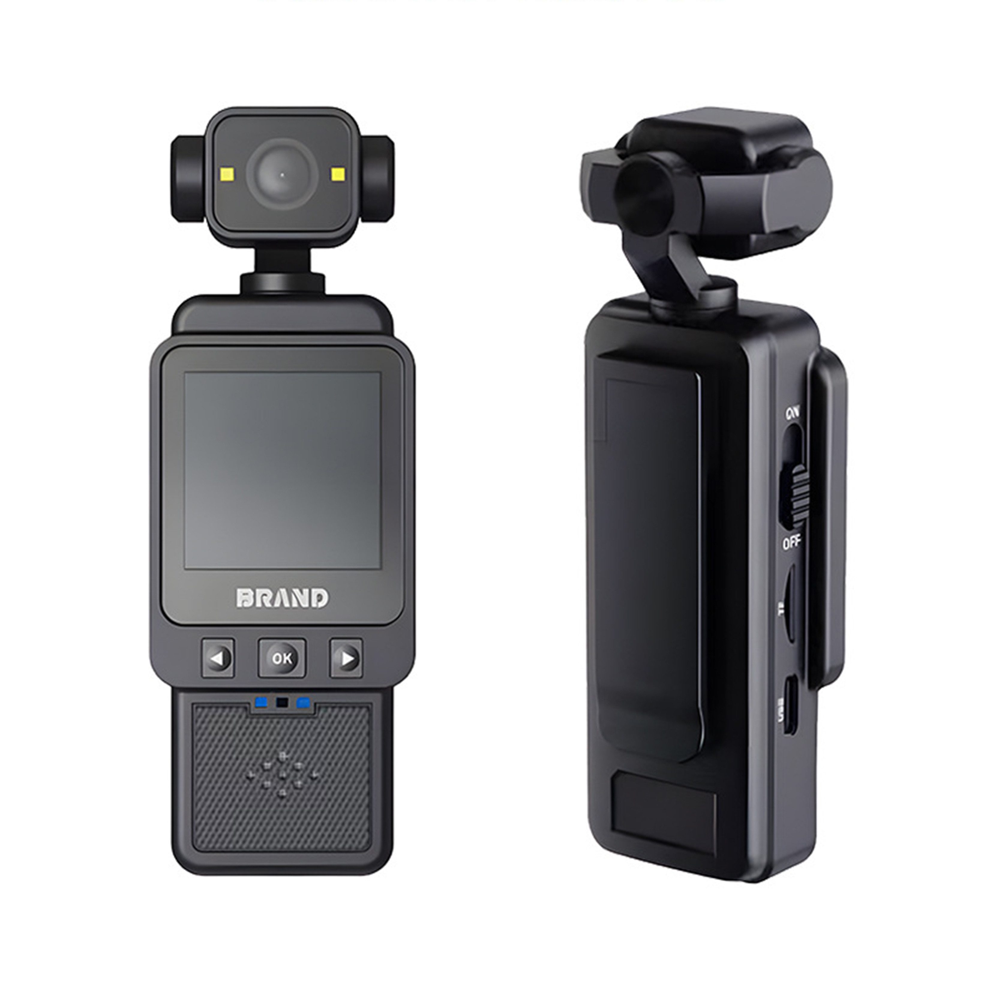 KINSI Tragbare 1080P Action Kamera, Body Cam mit 1,6-Zoll HD Display Action Cam (WiFi, 180° drehbare Linse & Fülllicht für Vlogging, Radfahren)