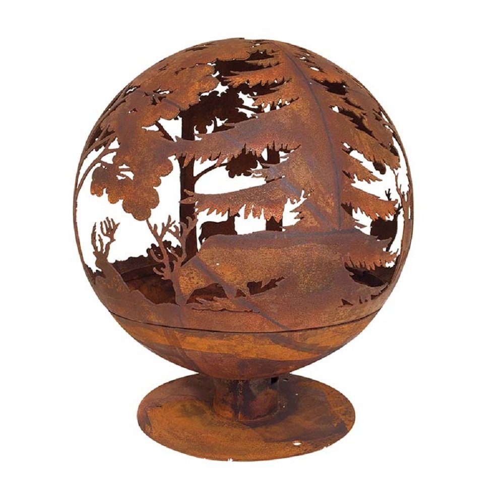 esschert design Feuerschale Esschert Rost-Optik Feuerball 58x58x66cm braun Metall Feuerschale XL, (Feuerball)