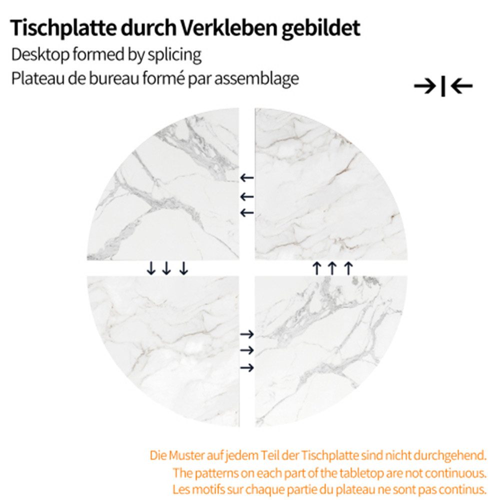 XDeer Esstisch Runder Esstisch,Küchentisch,Runder Kaffeetisch für 4,für, für Esszimmer, Wohnzimmer,Tischplatte, (100×100×76cm)
