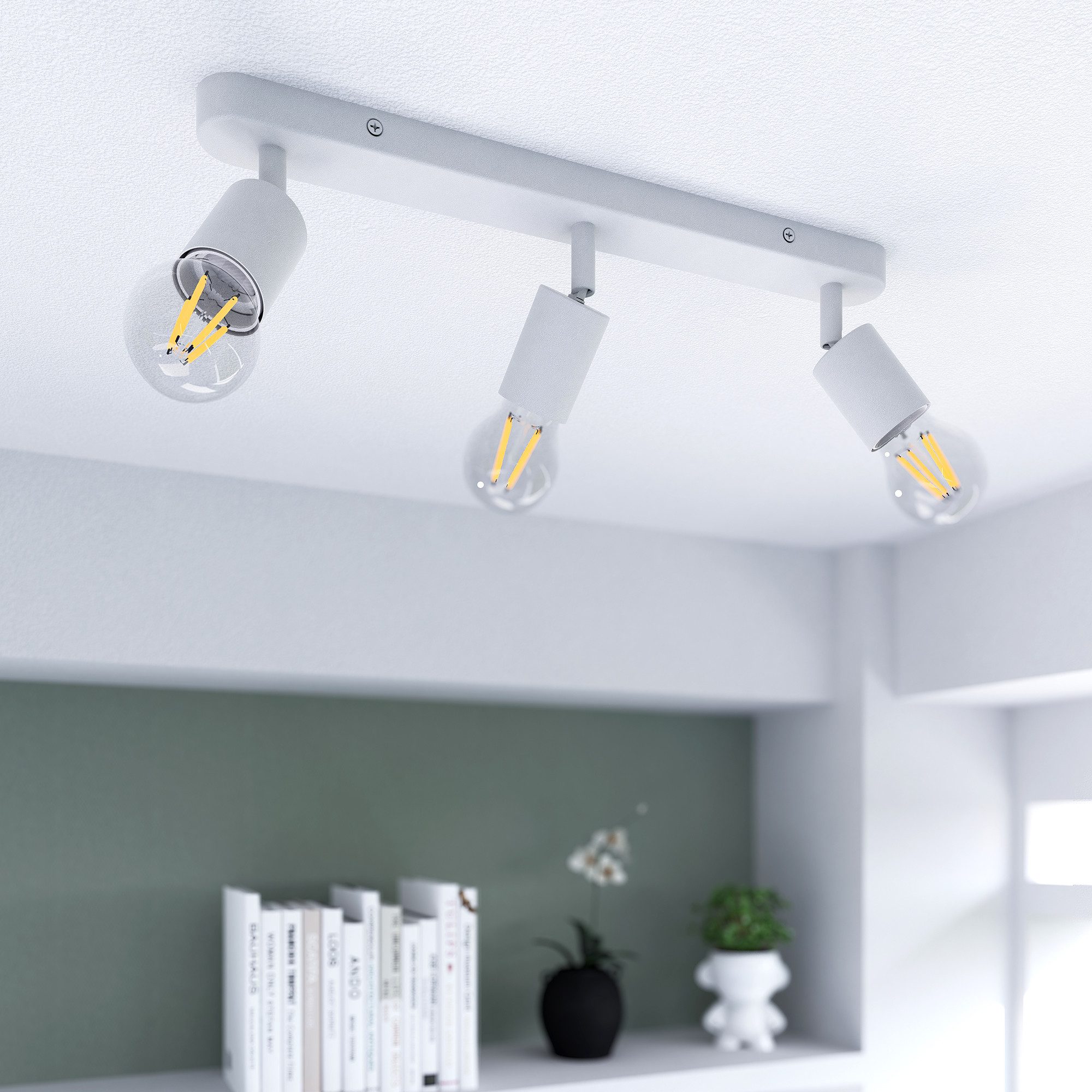 linovum LED Aufbaustrahler AWORA Deckenlampe 3 flammig weiß inkl. E27 fourSTEP LED warmweiß 5W, Warmweiß