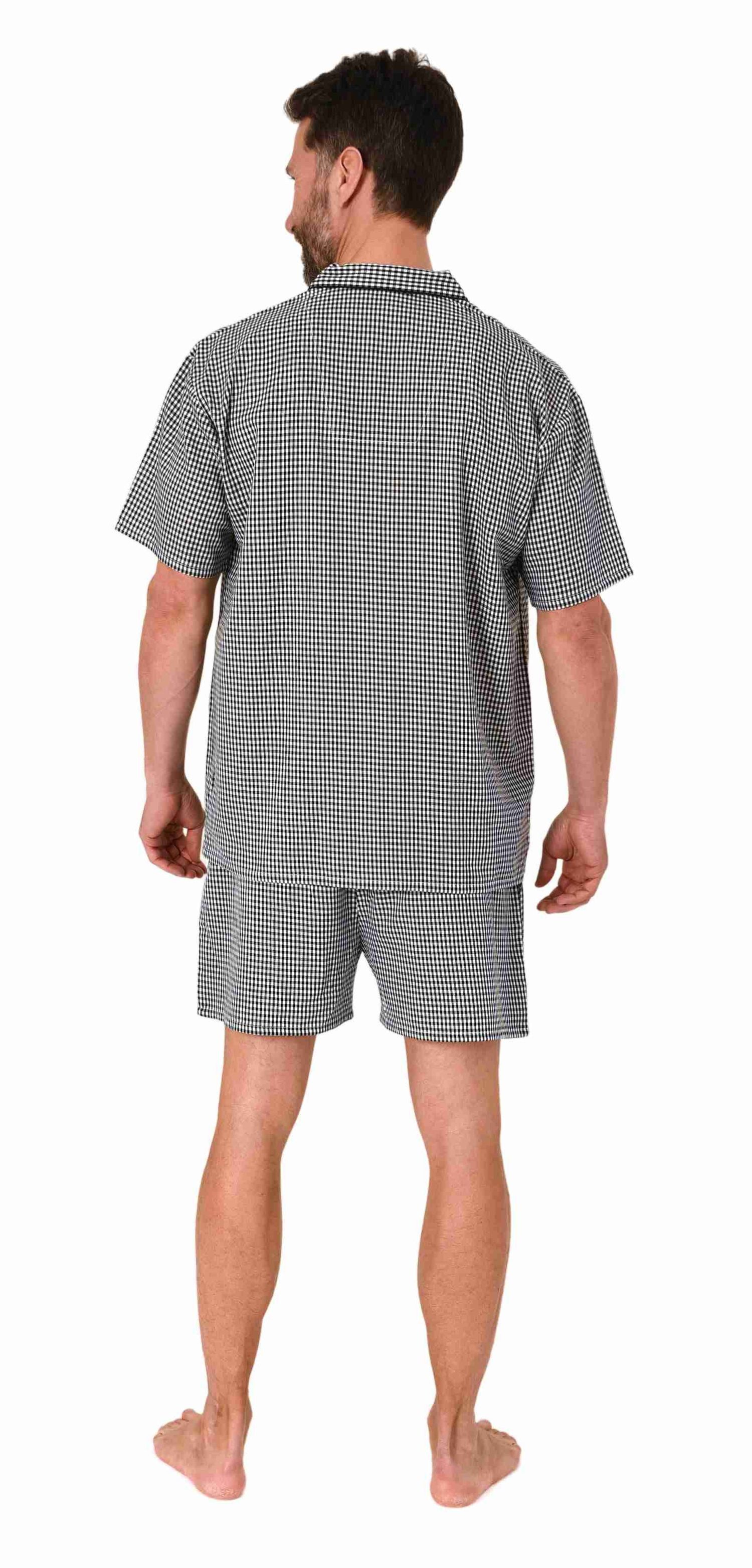Normann Pyjama Herren Schlafanzug Shorty Pyjama kurzarm gewebt zum Knöpfen – Bild 2 von 3