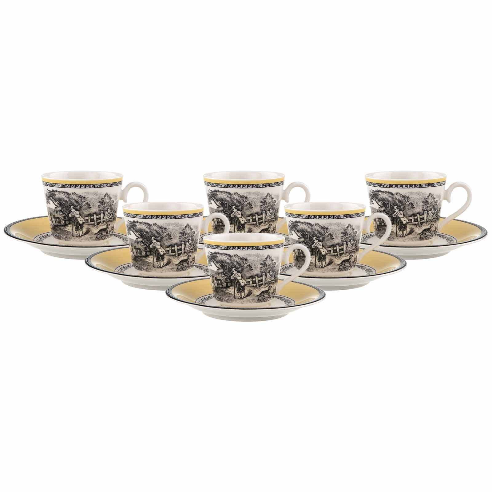 Villeroy & Boch Tasse Audun Ferme Kaffeetassen mit Untertassen 150 ml, 6-tlg., Porzellan