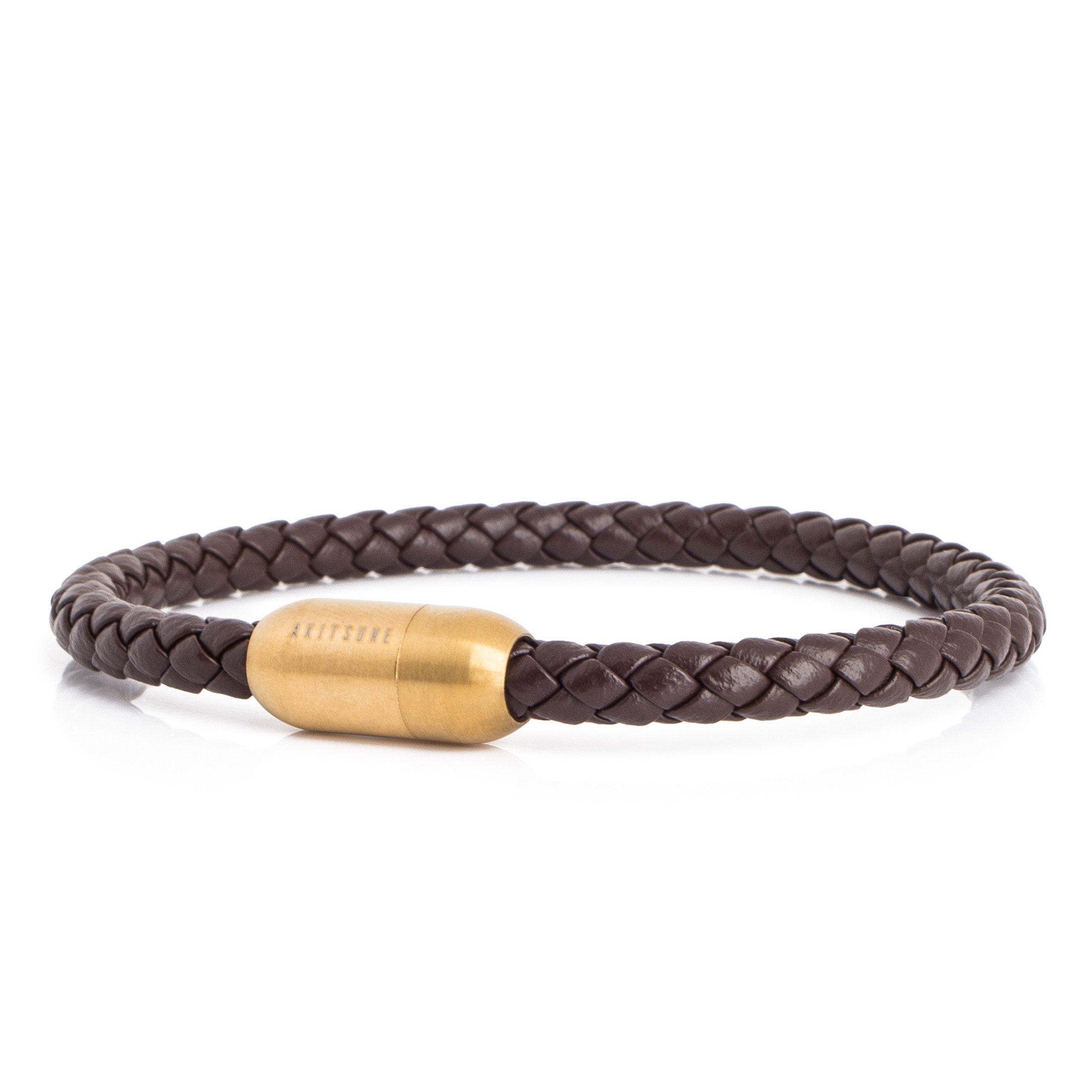 Akitsune Lederarmband Silvus Lederarmband Gold - Braun 21,50cm