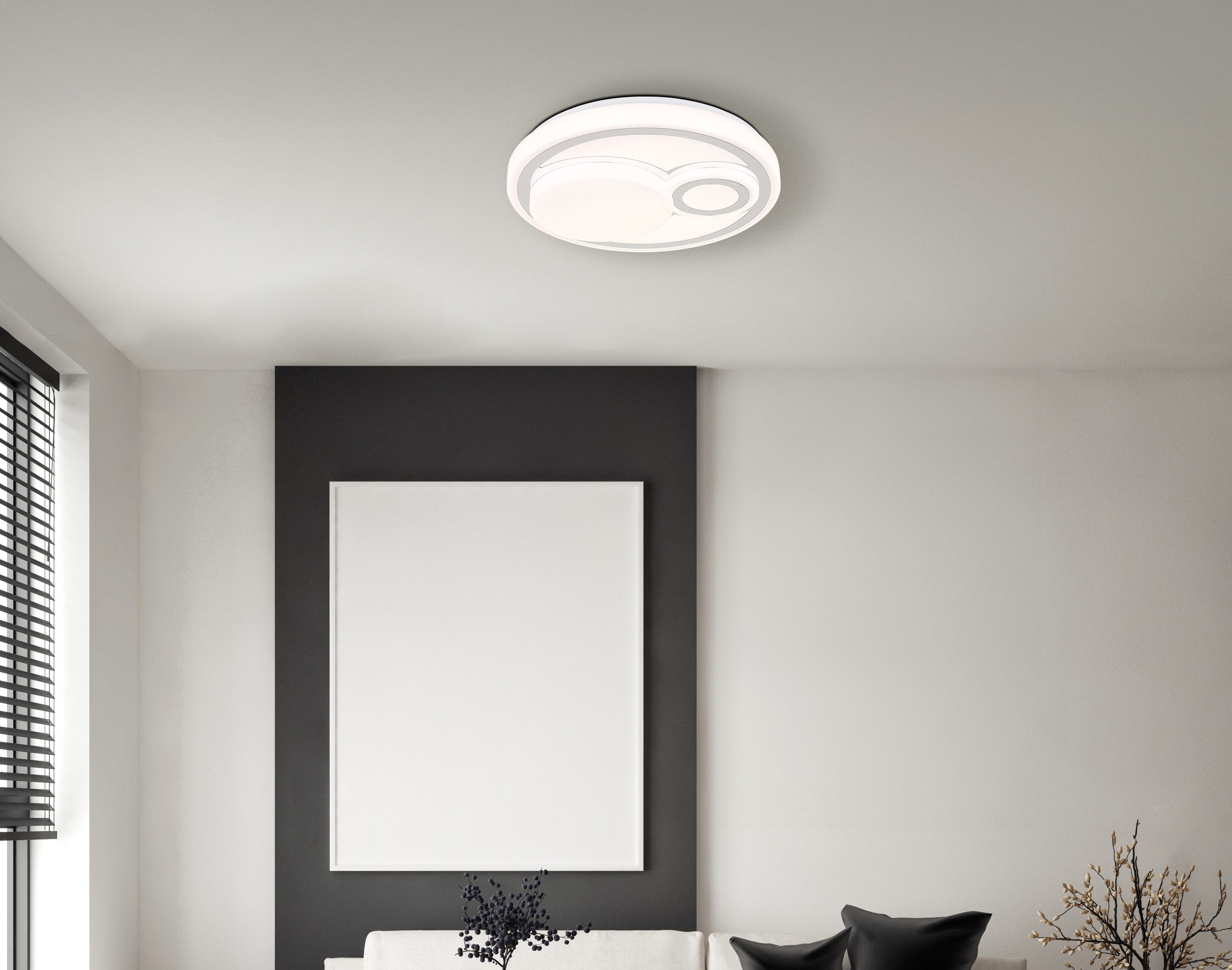 GLOBO LIGHTING Deckenleuchte RUIZ, Memoryfunktion, LED fest integriert, warmweiß - kaltweiß, Deckenlampe Wohnzimmer-Leuchte Schlafzimmer-Leuchte Flur Küche