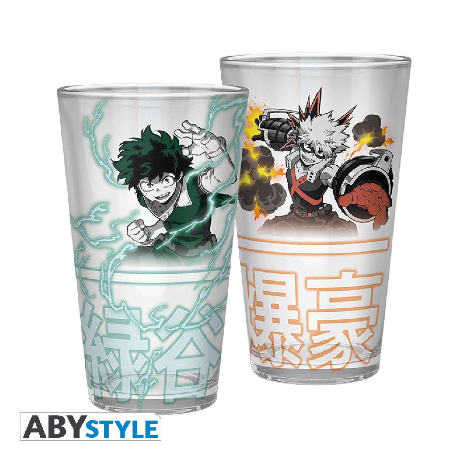 ABYstyle Tasse MY HERO ACADEMIA - Large Glass - 400ml - Izuku & Bakugo - box