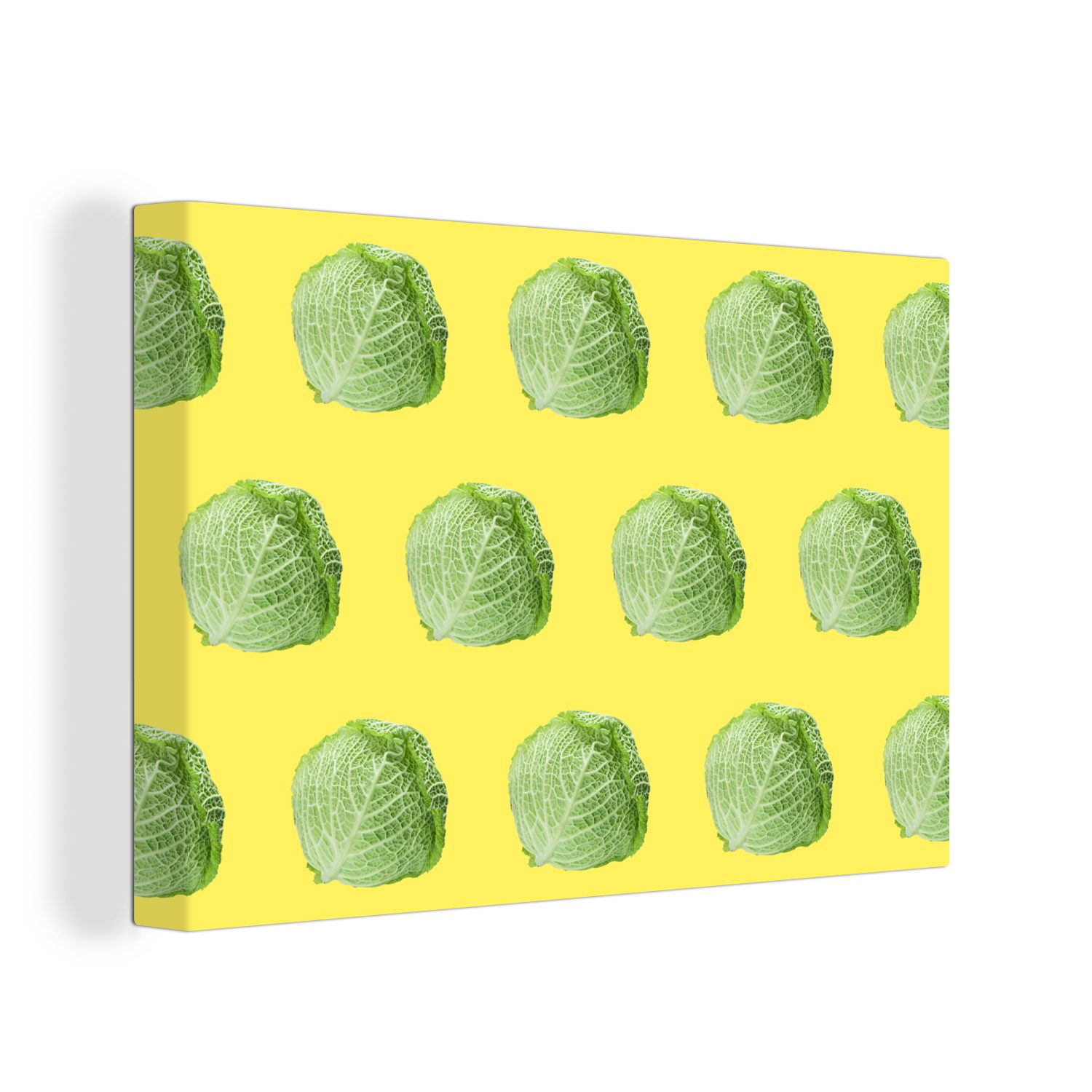 cm 30x20 Wandbild Aufhängefertig, OneMillionCanvasses® Gelb, Kopfsalat - Gemüse Muster Leinwandbild Wanddeko, St), - Leinwandbilder, (1 -