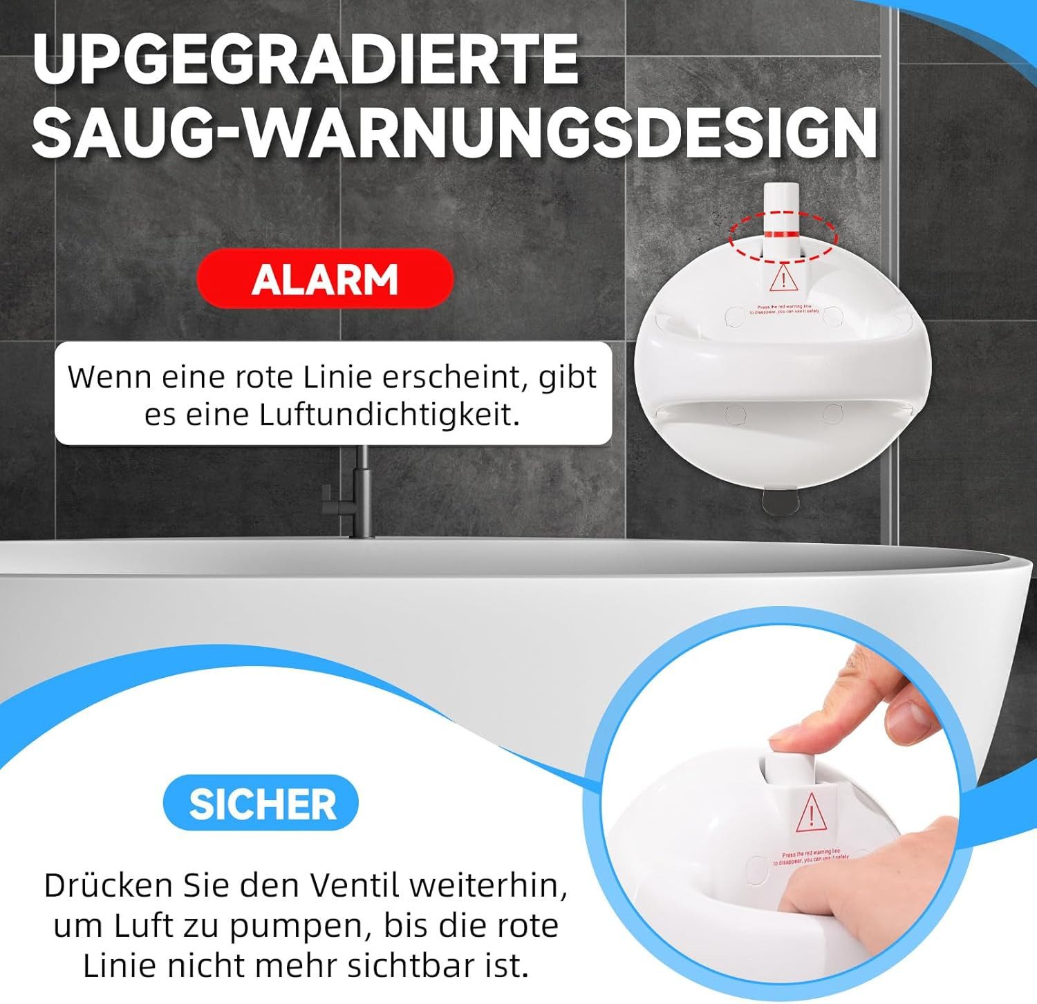 FELIXLEO Haltegriff Haltegriff Dusche Ohne Bohren 2er Set Duschgriff Saugnapf Weiß – Bild 4 von 5