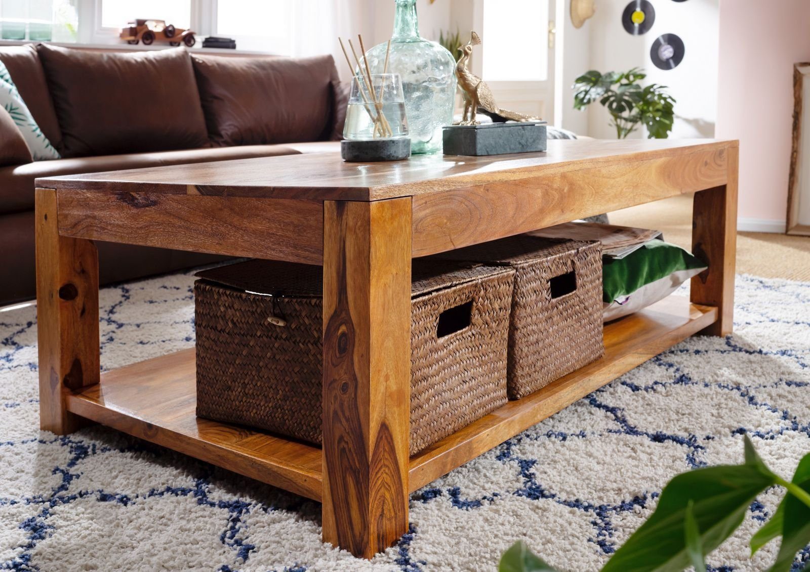 Massivmoebel24 Couchtisch Couchtisch Akazie 120x75x45 honig günstig online kaufen
