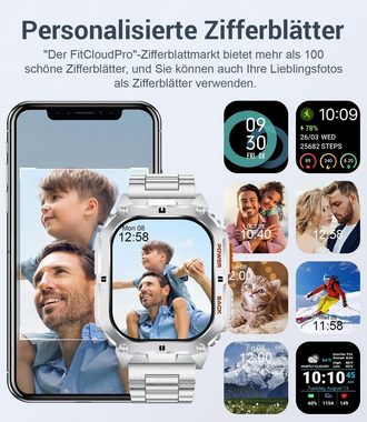 Lige Smartwatch (1,95 Zoll, Android iOS), Herren wasserdicht mit telefonfunktion blutdruck herzfrequenz uhren