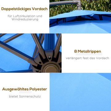 Outsunny Ampelschirm Stahl Outdoor Sonnenschutz, LxB: 267x267 cm, Sonnenschirm, Freischwinger-Schirm, Stahl Polyester