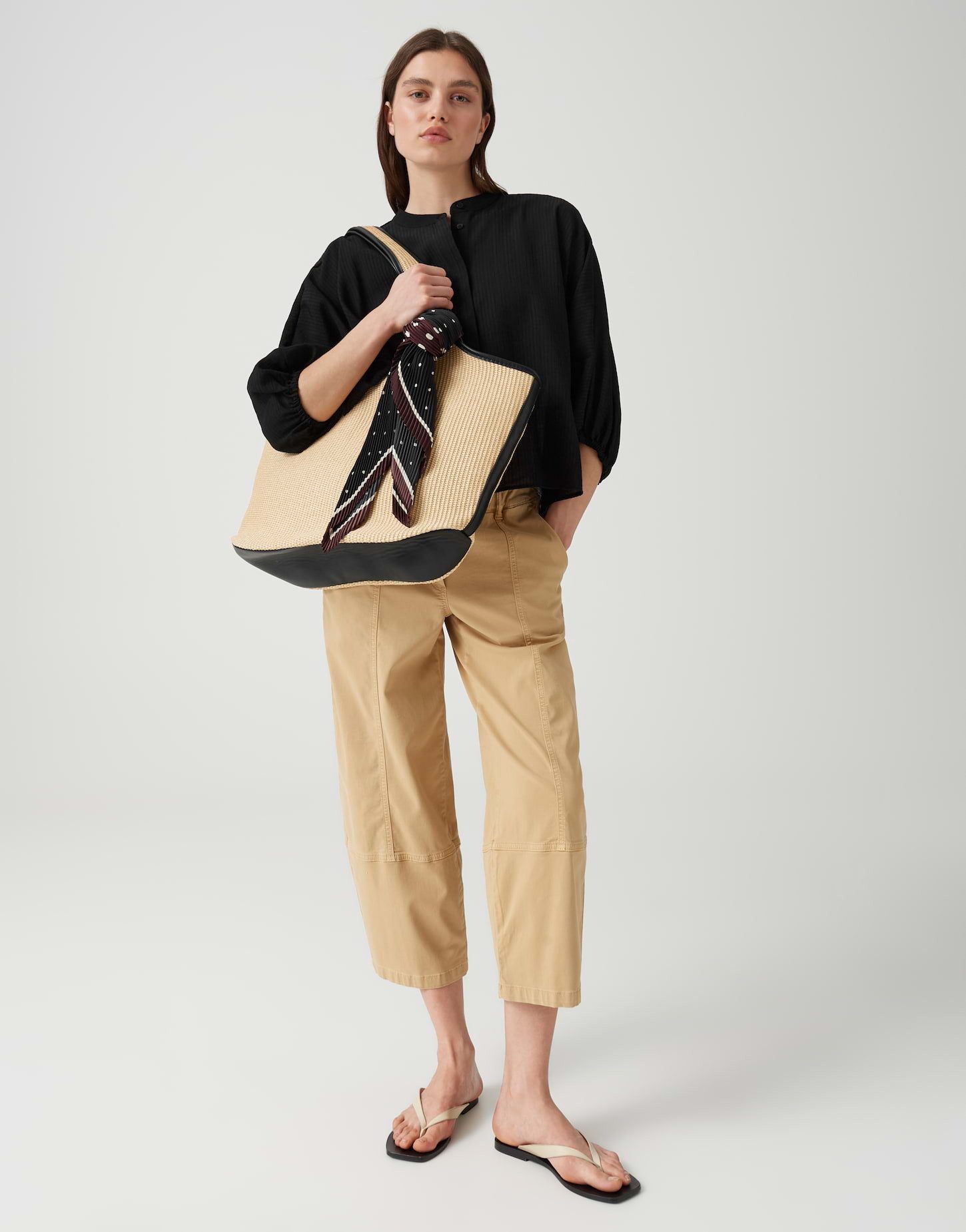 OPUS Halstuch Plissiertes Satintuch mit Polka Dot Print, Vielseitig kombinierbar für casual Looks