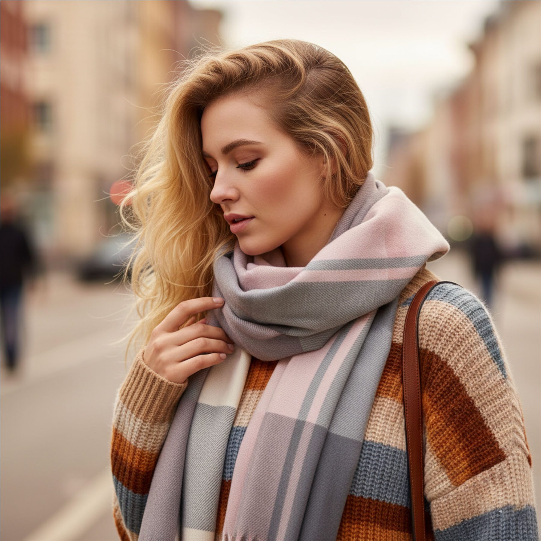 Mutig Wollschal Damen Winter Senior Plaid Kaschmir Schal,übergroßer185*65cm Schal, (Tartan Schultertuch Mit Quasten,Warmer Oversized Poncho,Mischfarbe, Winter Geschenke für Mama, Freundin oder Schwester,Weihnachtsgeschenk), Aus 100 % Kaschmir-Imitat gefertigt, weich, Elegantes Karomuster