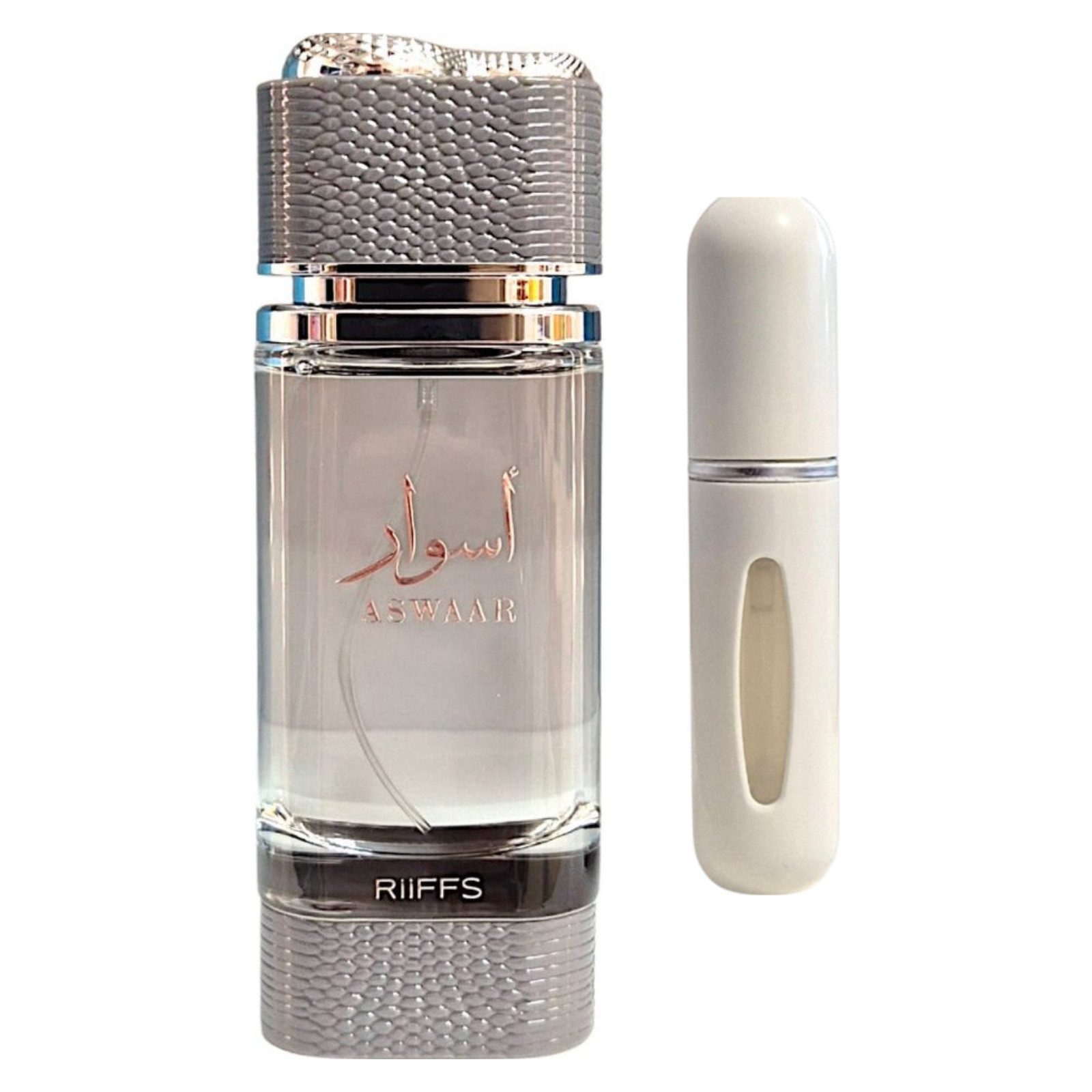 Riiffs Duft-Set Aswaar Perfume Unisex EDP – Orientalisch + Parfümzerstäuber (leer)