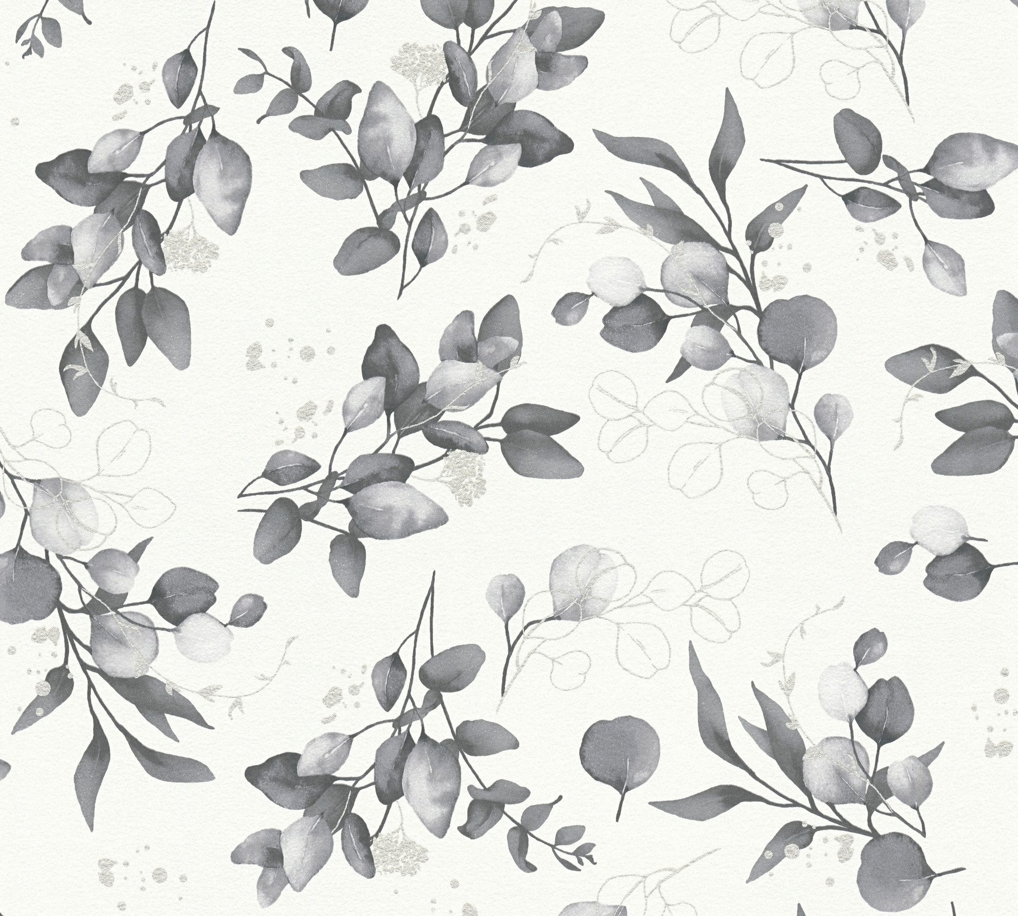 A.S. Création Vliestapete Pure Elegance Blumen-Tapete Mustertapete Blümchen Blattmuster, glatt, leicht glänzend, (1 St), Vliestapete floral für Schlafzimmer Küche Wohnzimmer Blumen Design