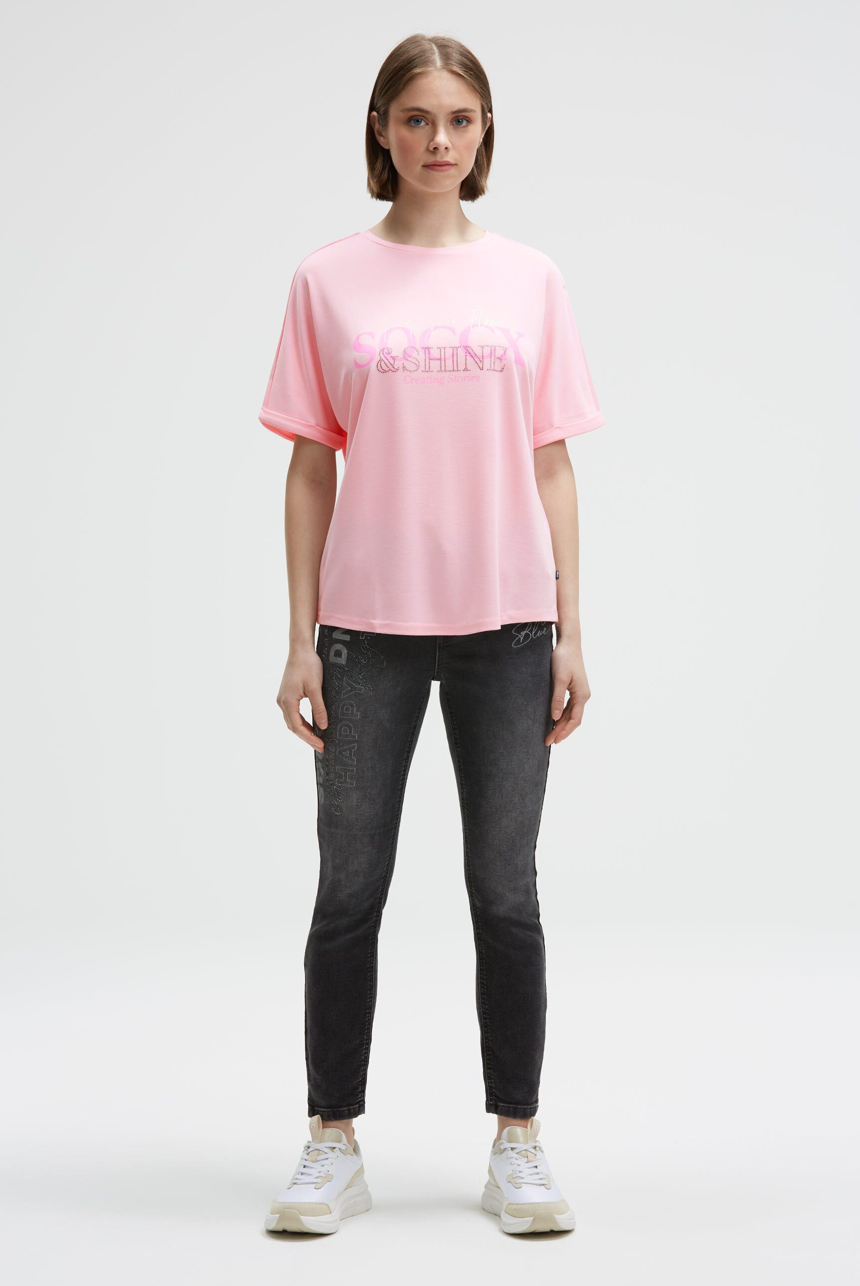 SOCCX Rundhalsshirt mit Fledermausärmel