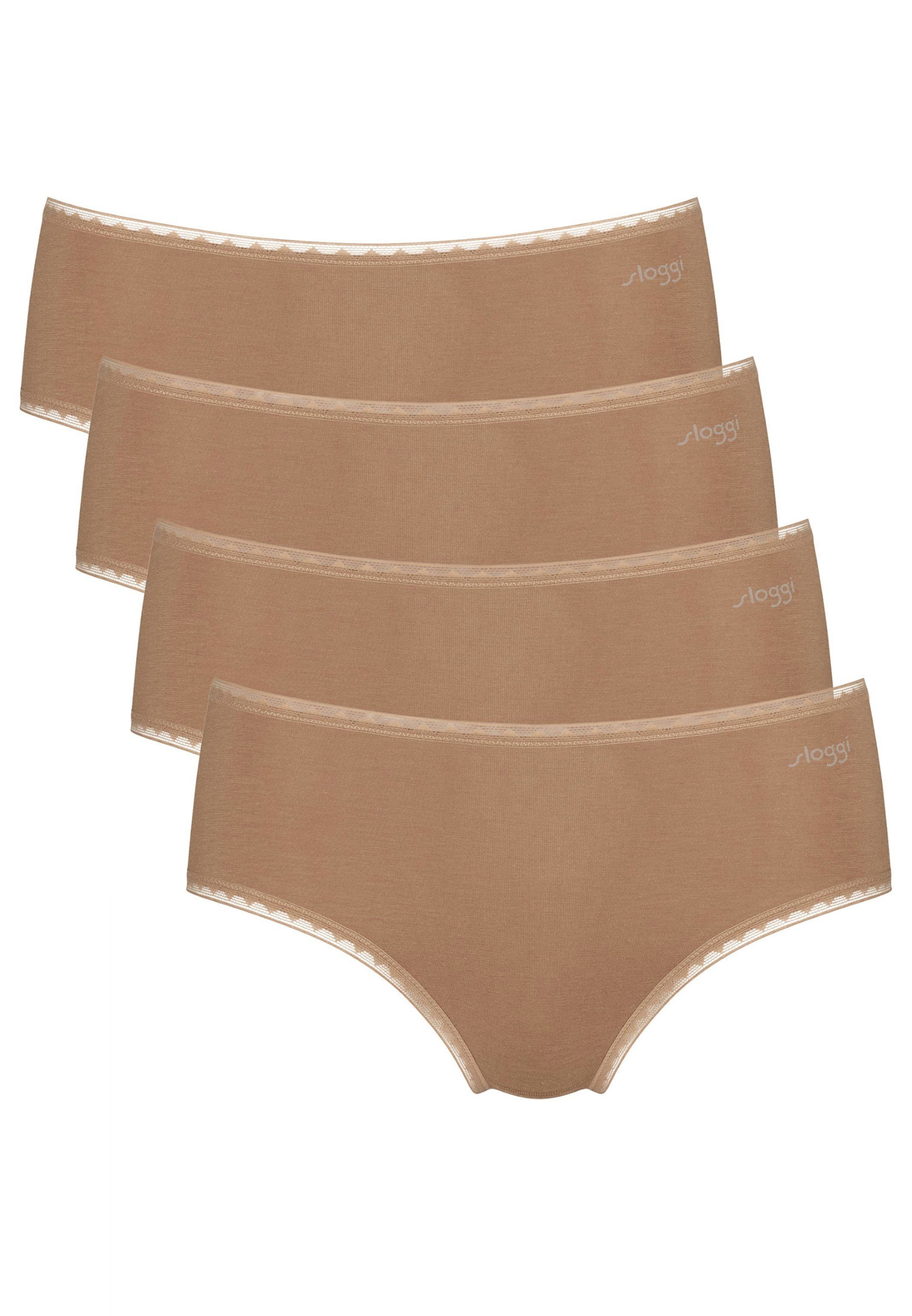 Sloggi Midislip 4er Pack Go (Spar-Set, 4-St) Midi Slip - Baumwolle - Aus nachhaltiger Bio Baumwolle Nostalgic Brown