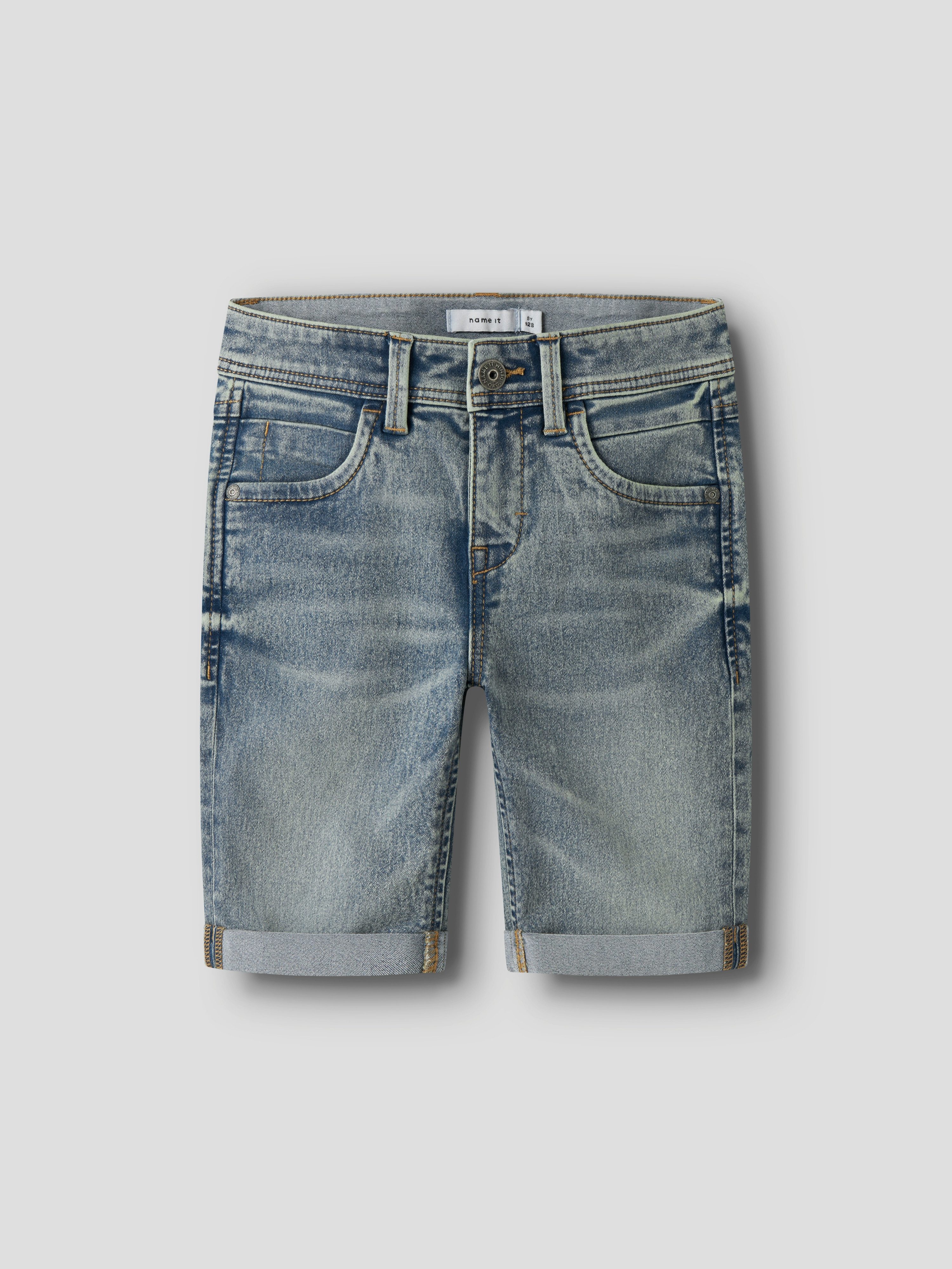 Name It Jeansshorts NKMSILAS SLIM DNM L SHORT Baumwollmischung, Stretch, Umschlagsaum – Bild 5 von 5
