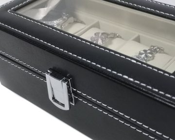 Yudu Uhrenbox Uhrenbox Uhrenkoffer Schmuckkoffer mit Glasdeckel für Uhren Armband