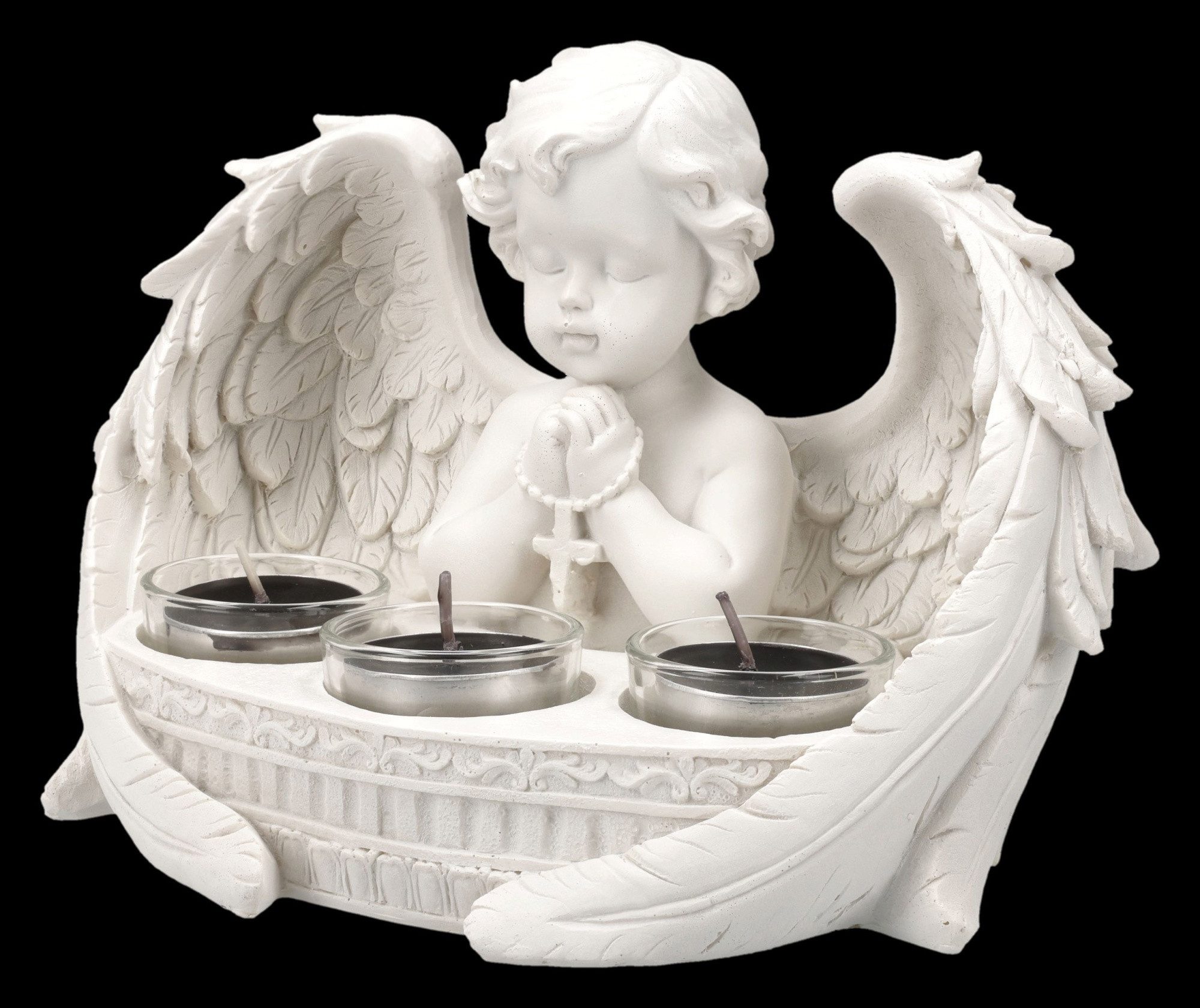 Figuren Shop GmbH Teelichthalter Engel Teelichthalter – Betender Engel Statue Deko 14 cm Dekoration